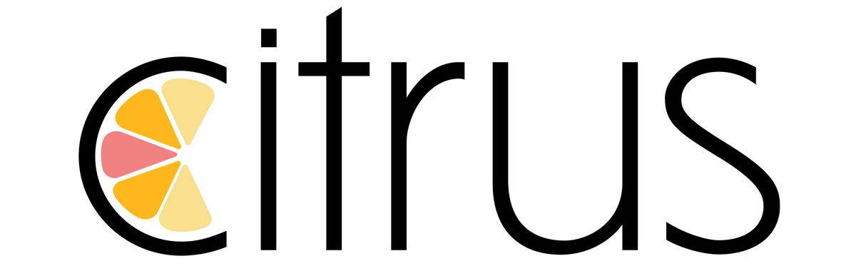 Logo of Citrus with a stylized lemon slice on a white background