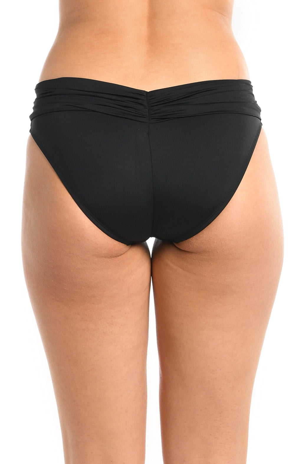 La Blanca Island Goddess Ruched Band Hipster Bottom - Black