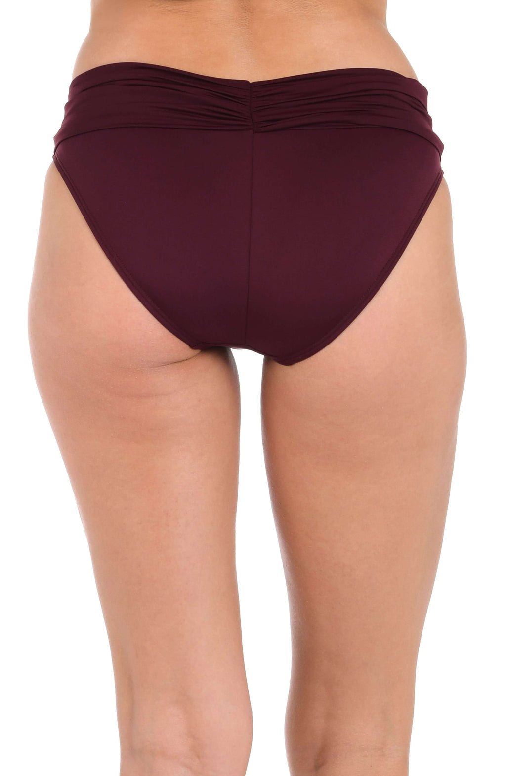 La Blanca Island Goddess Ruched Band Hipster Bottom - Dark Cherry