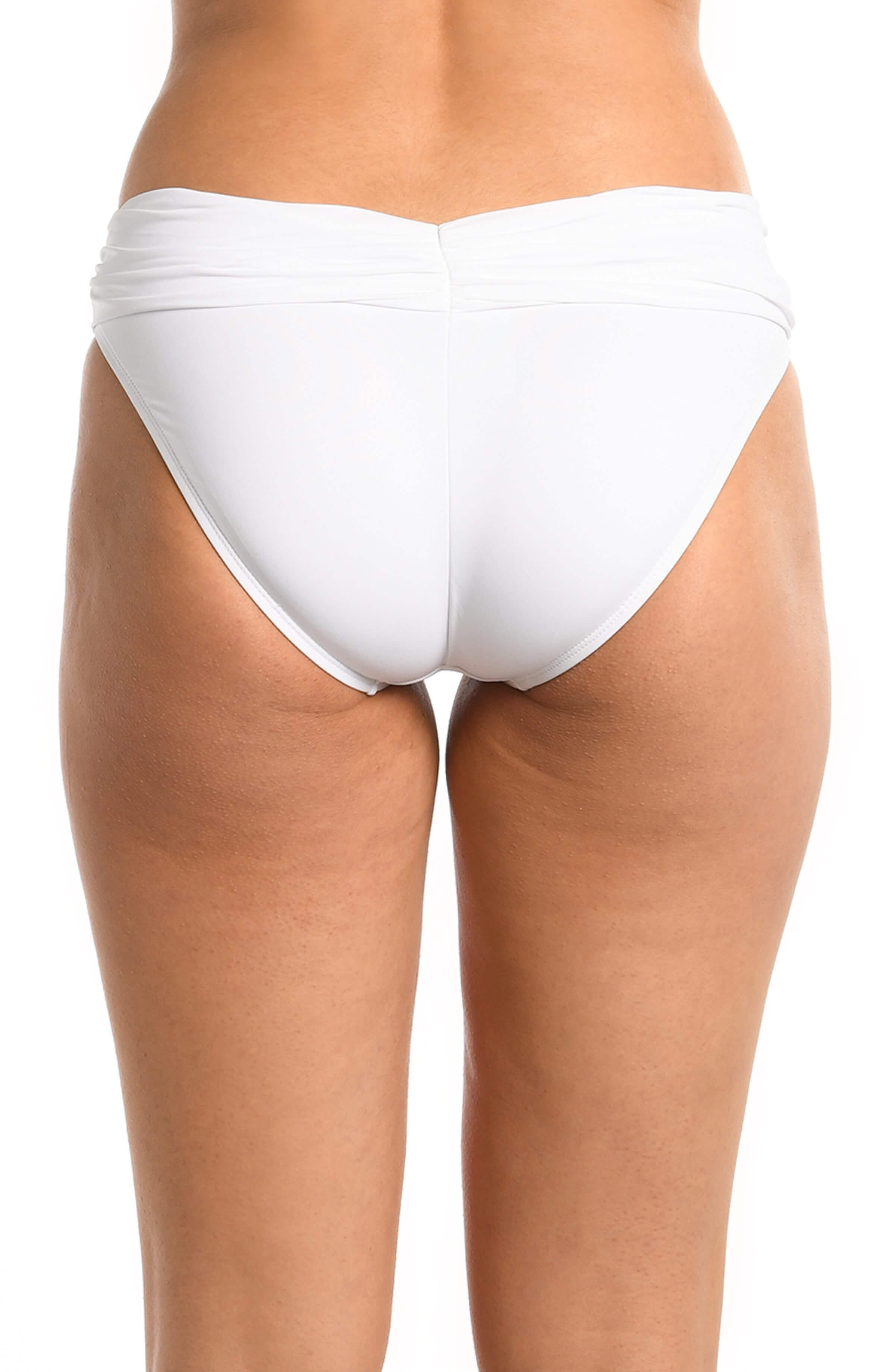 La Blanca Island Goddess Ruched Band Hipster Bottom - White