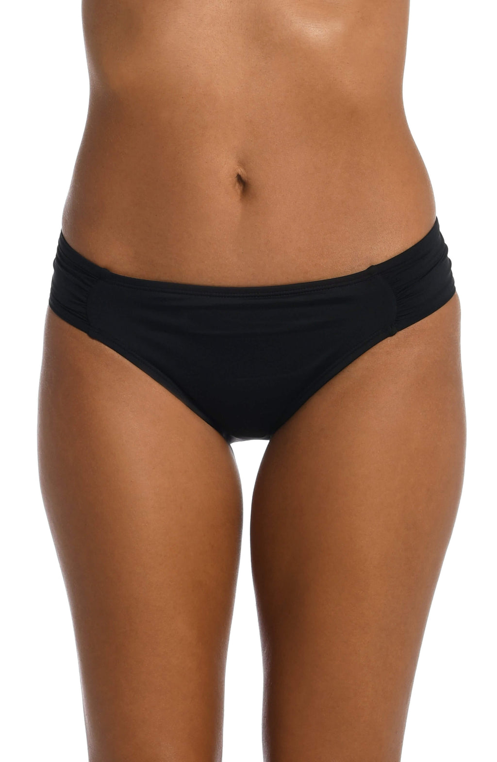 La Blanca Island Goddess Side Ruched Hipster Bottom - Black