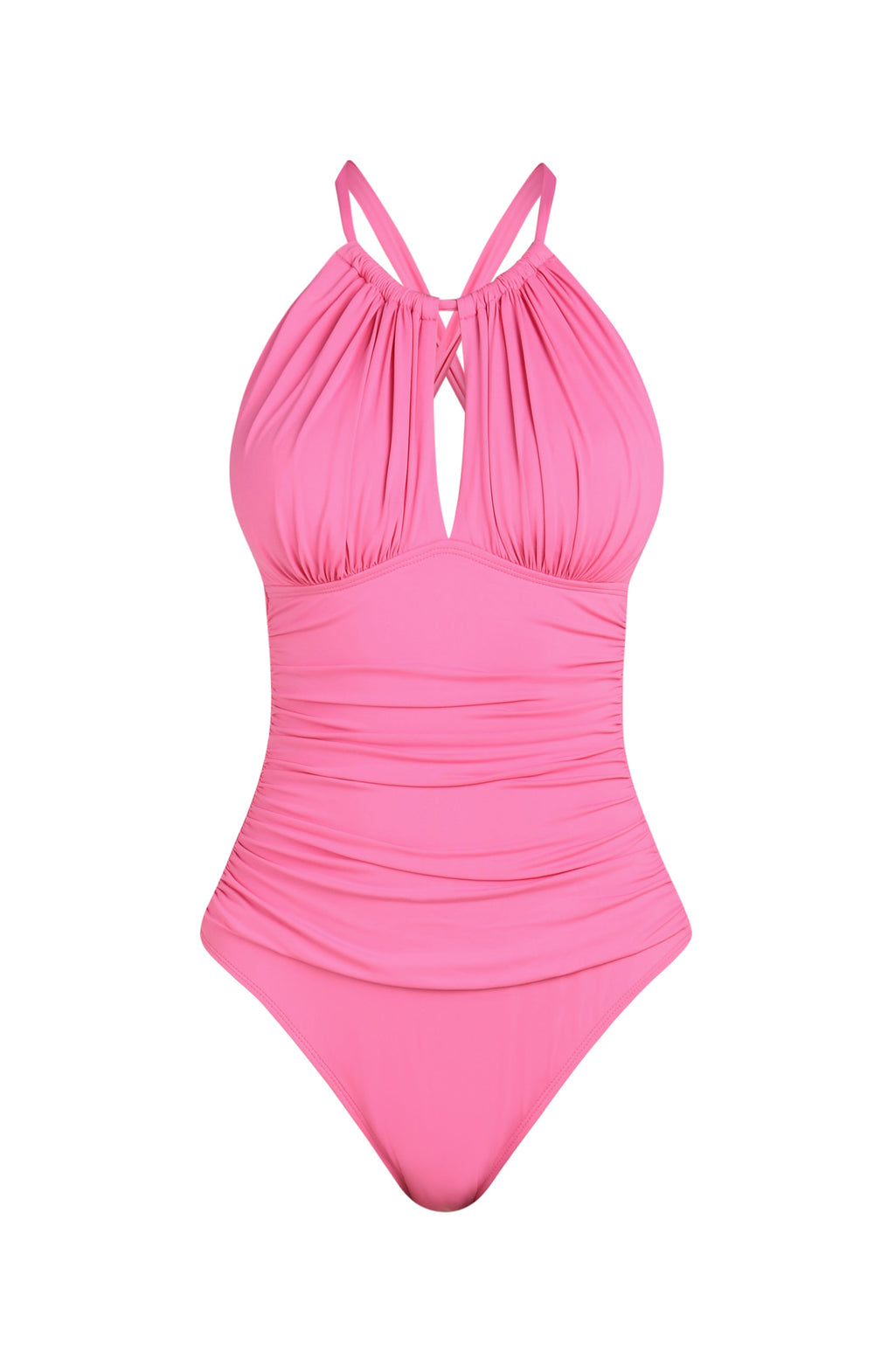La Blanca Island Goddess High Neck Keyhole One Piece - Rose Pink