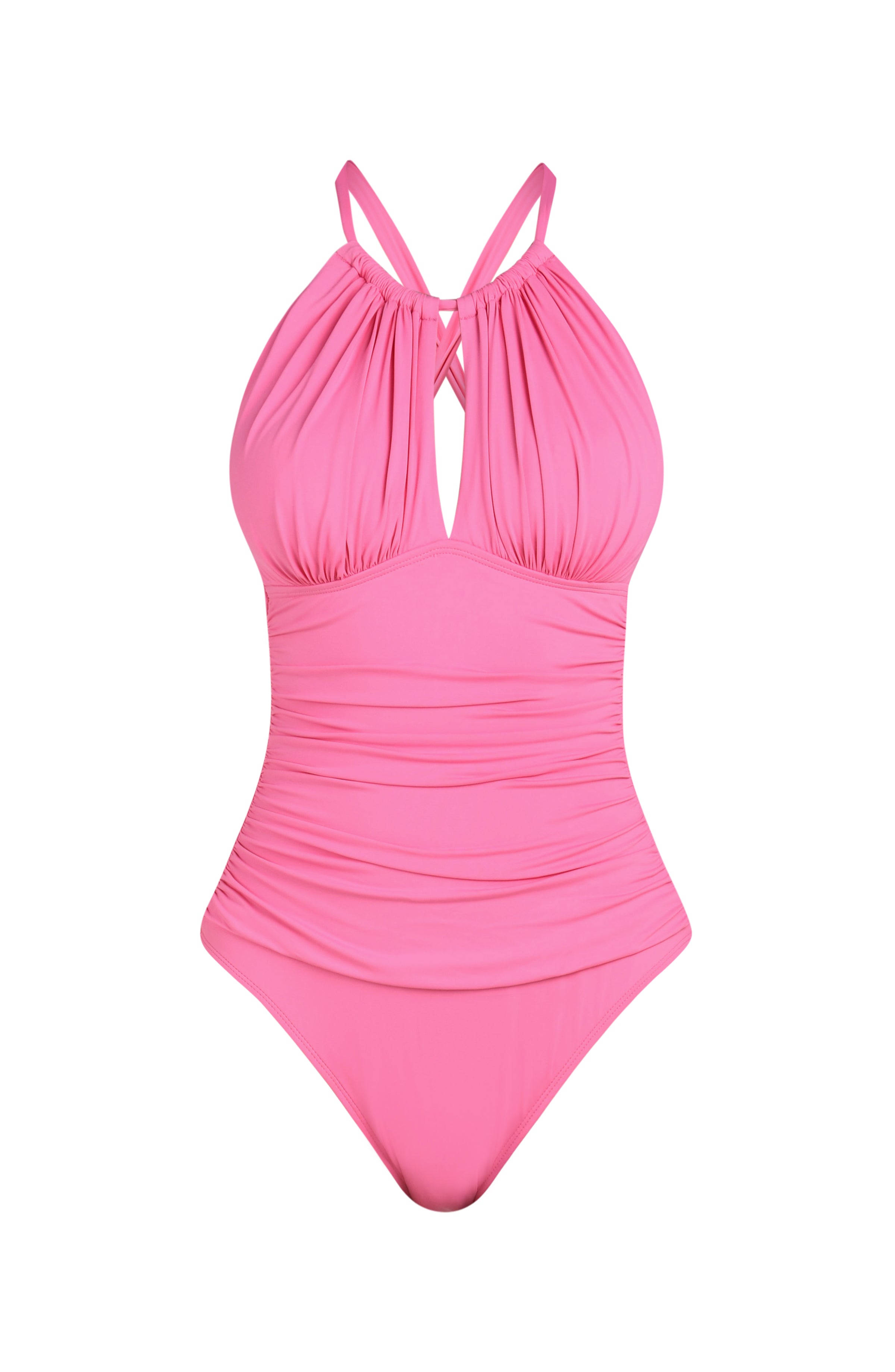 La Blanca Island Goddess High Neck Keyhole One Piece - Rose Pink