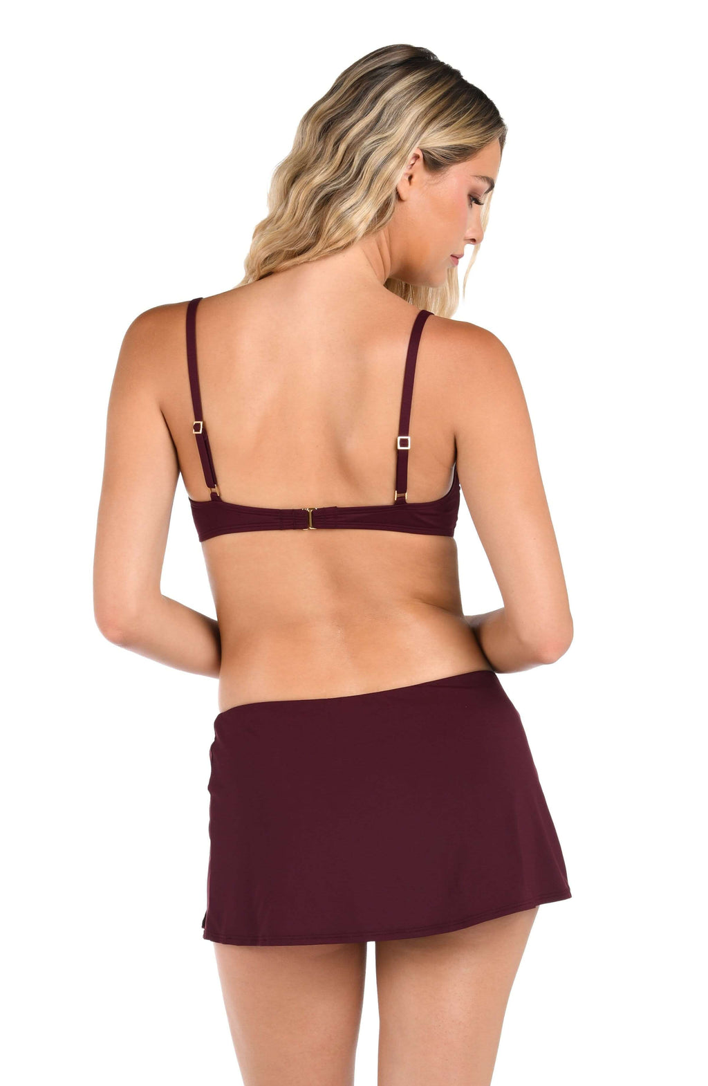 La Blanca Island Goddess Wrap Front Over The Shoulder Bikini Top - Dark Cherry