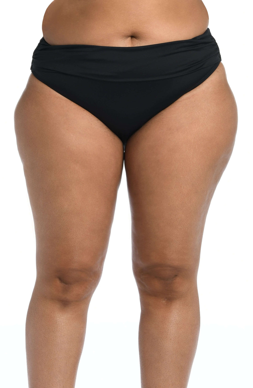 La Blanca Island Goddess Ruched Band Hipster Bottom - Black