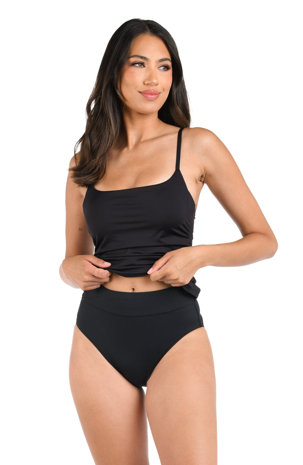 La Blanca Island Goddess High Waist Bikini Bottom - Black