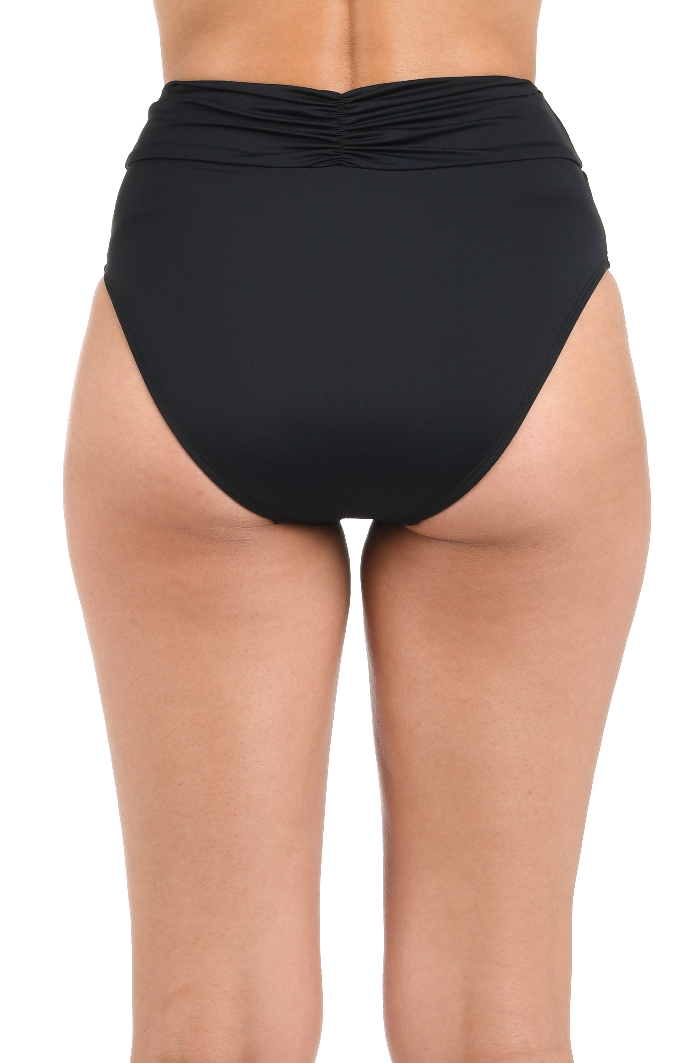 La Blanca Island Goddess High Waist Bikini Bottom - Black