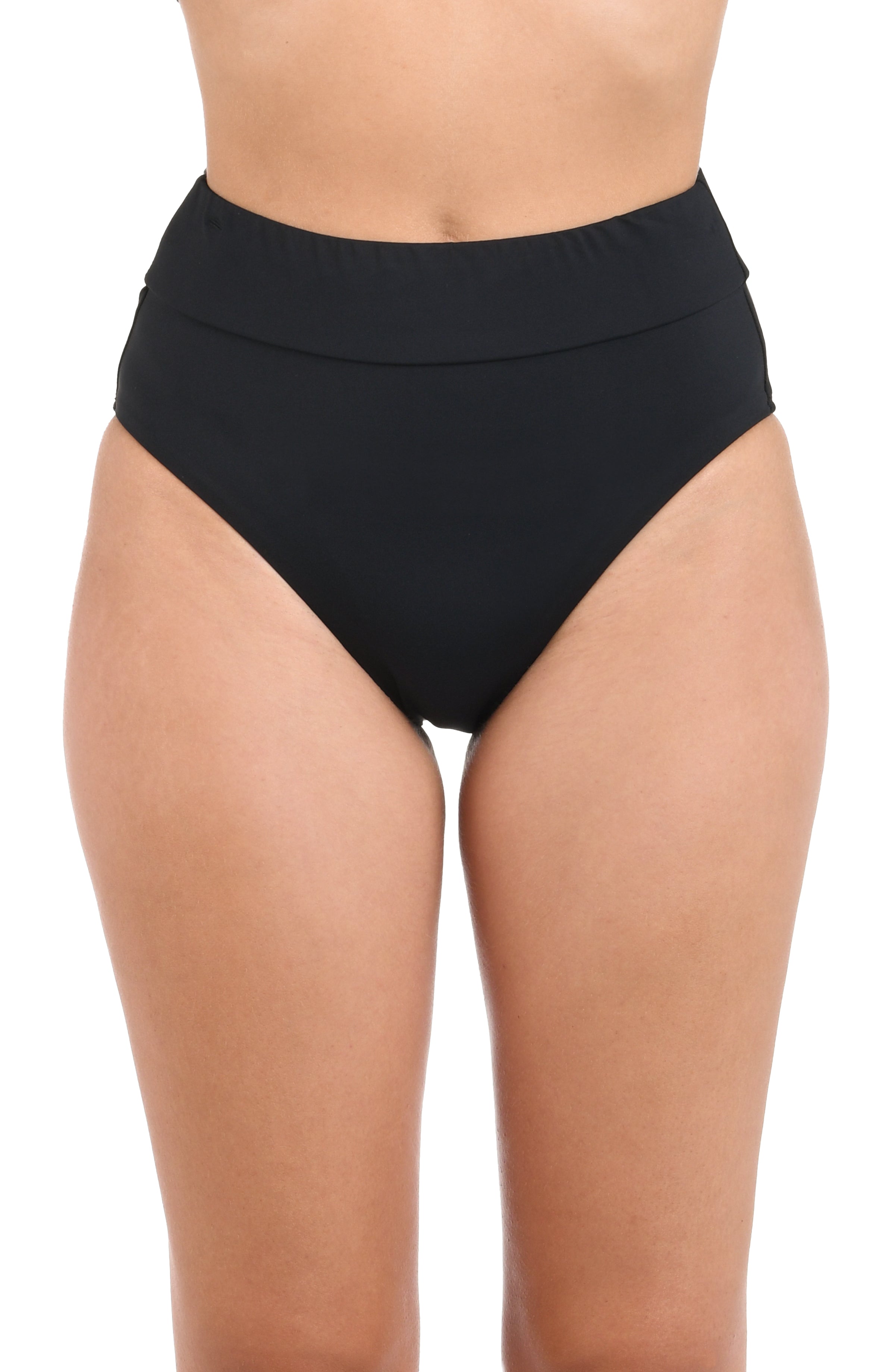 La Blanca Island Goddess High Waist Bikini Bottom - Black