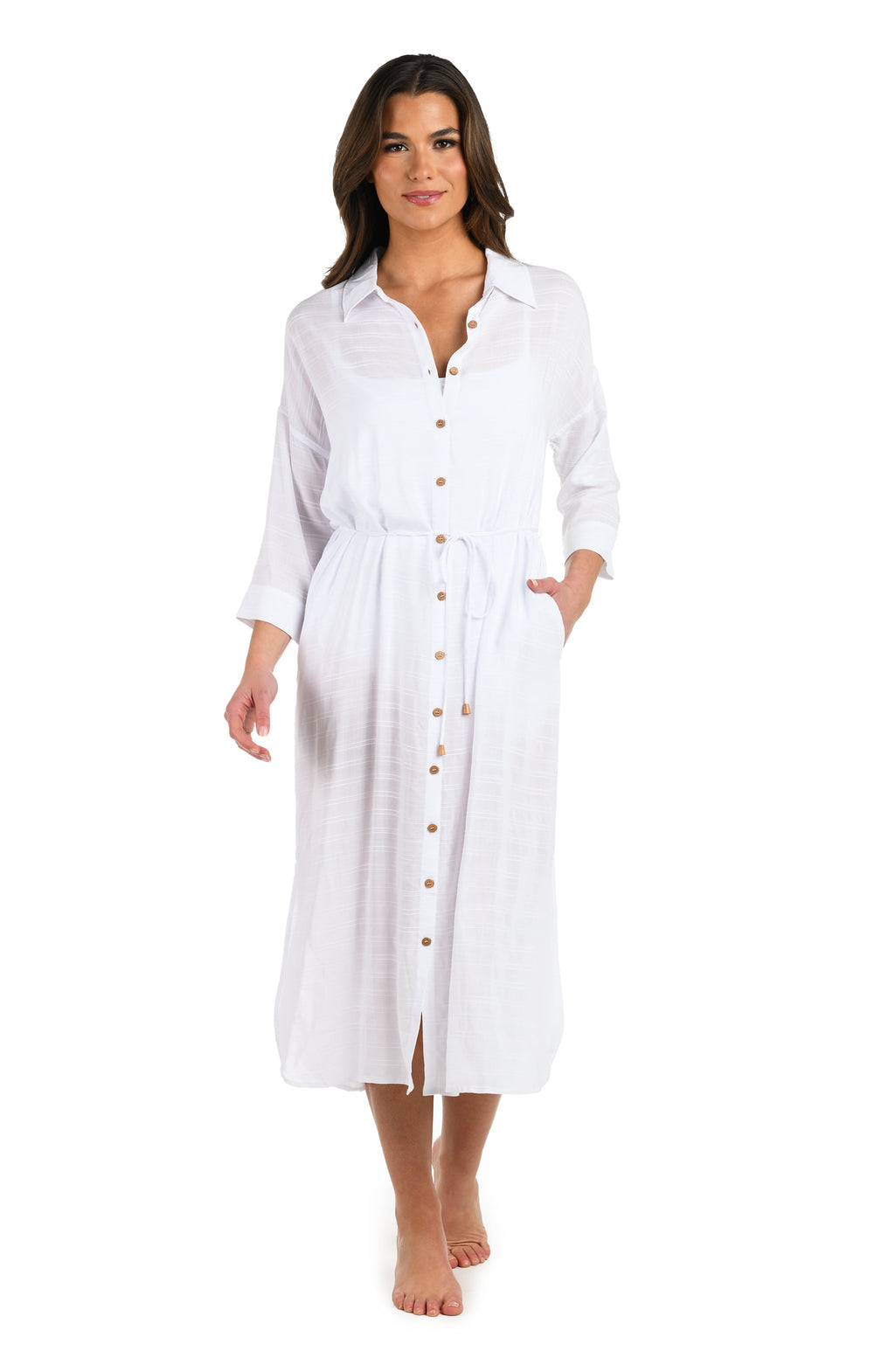 La Blanca Sea Cove Covers Button Up Shirt Dress - White