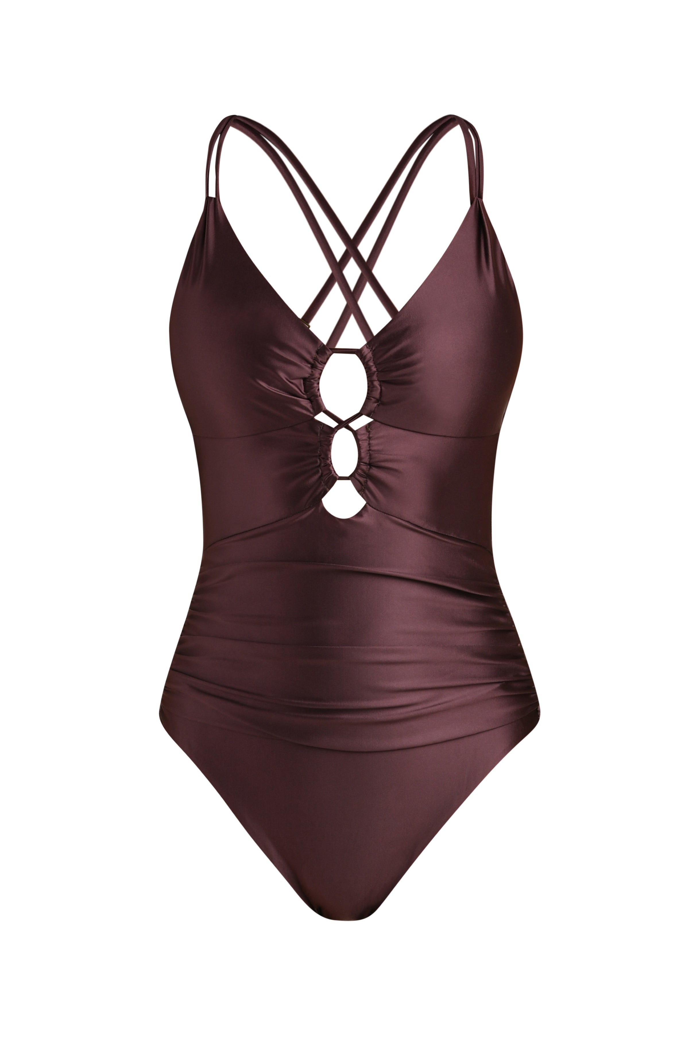 La Blanca Earth Goddess Underwire Lace Up One Piece - Truffle