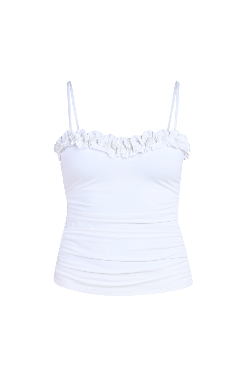 La Blanca Island Goddess Ruffle Bandeau Tankini - White