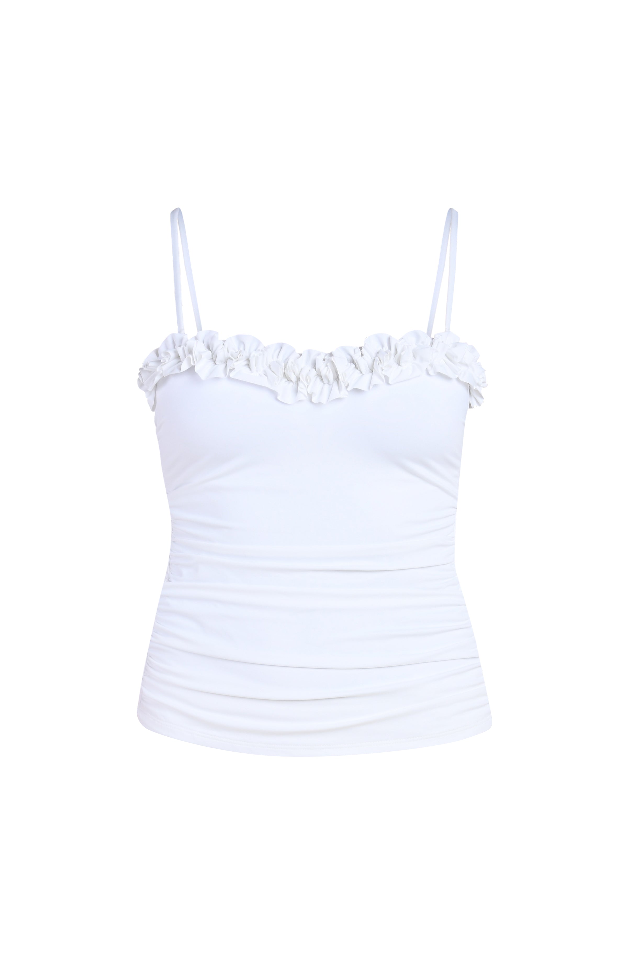 La Blanca Island Goddess Ruffle Bandeau Tankini - White
