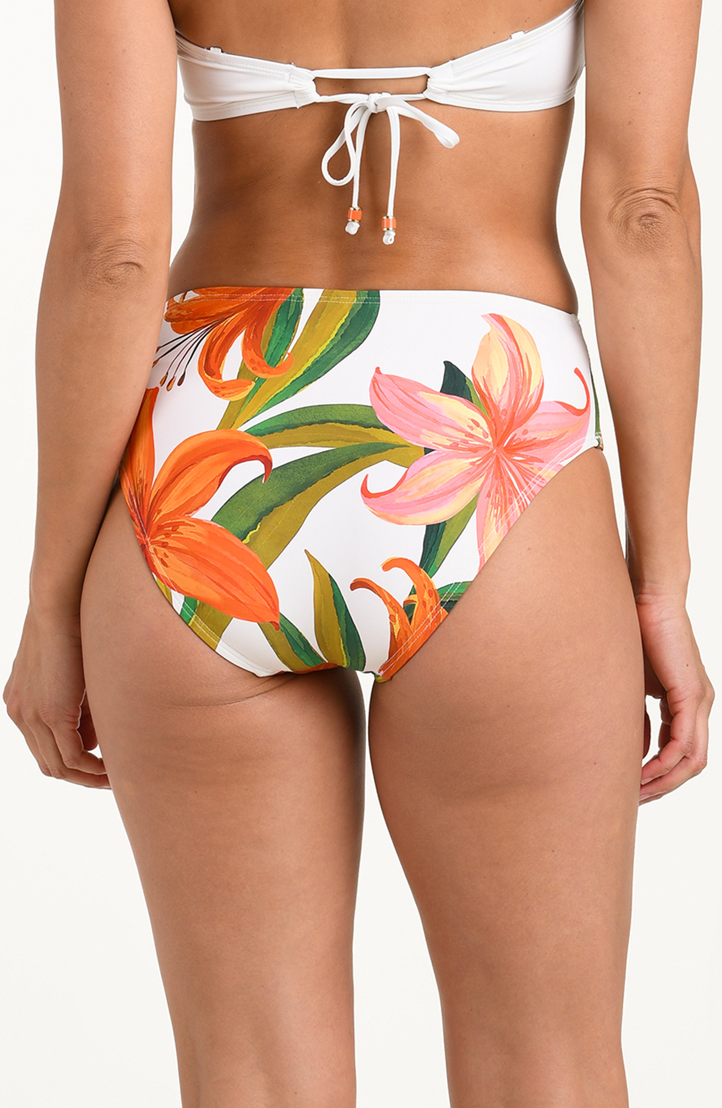 Floral-patterned bikini bottom on a white background