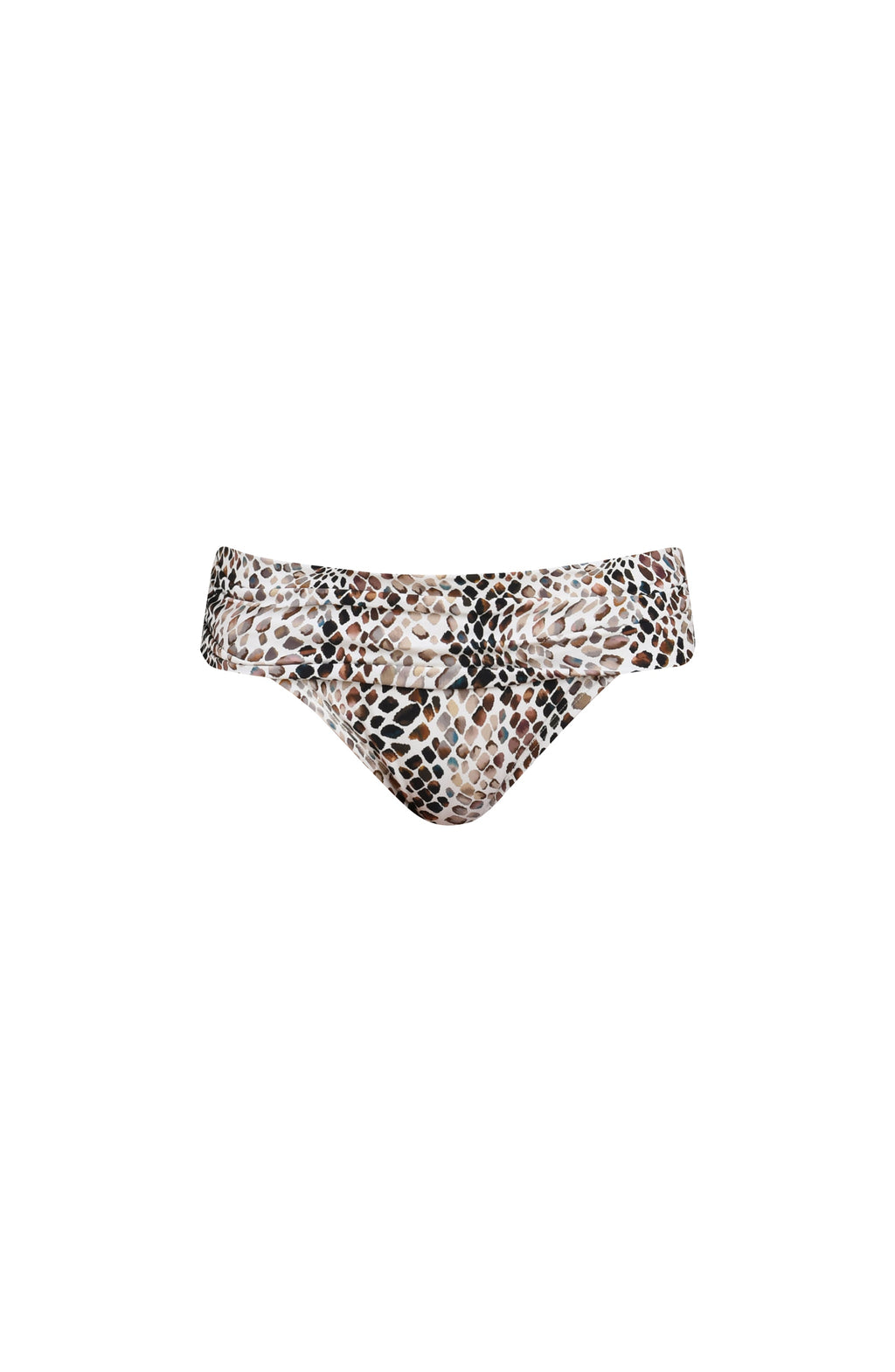 Animal print bikini bottom on a white background
