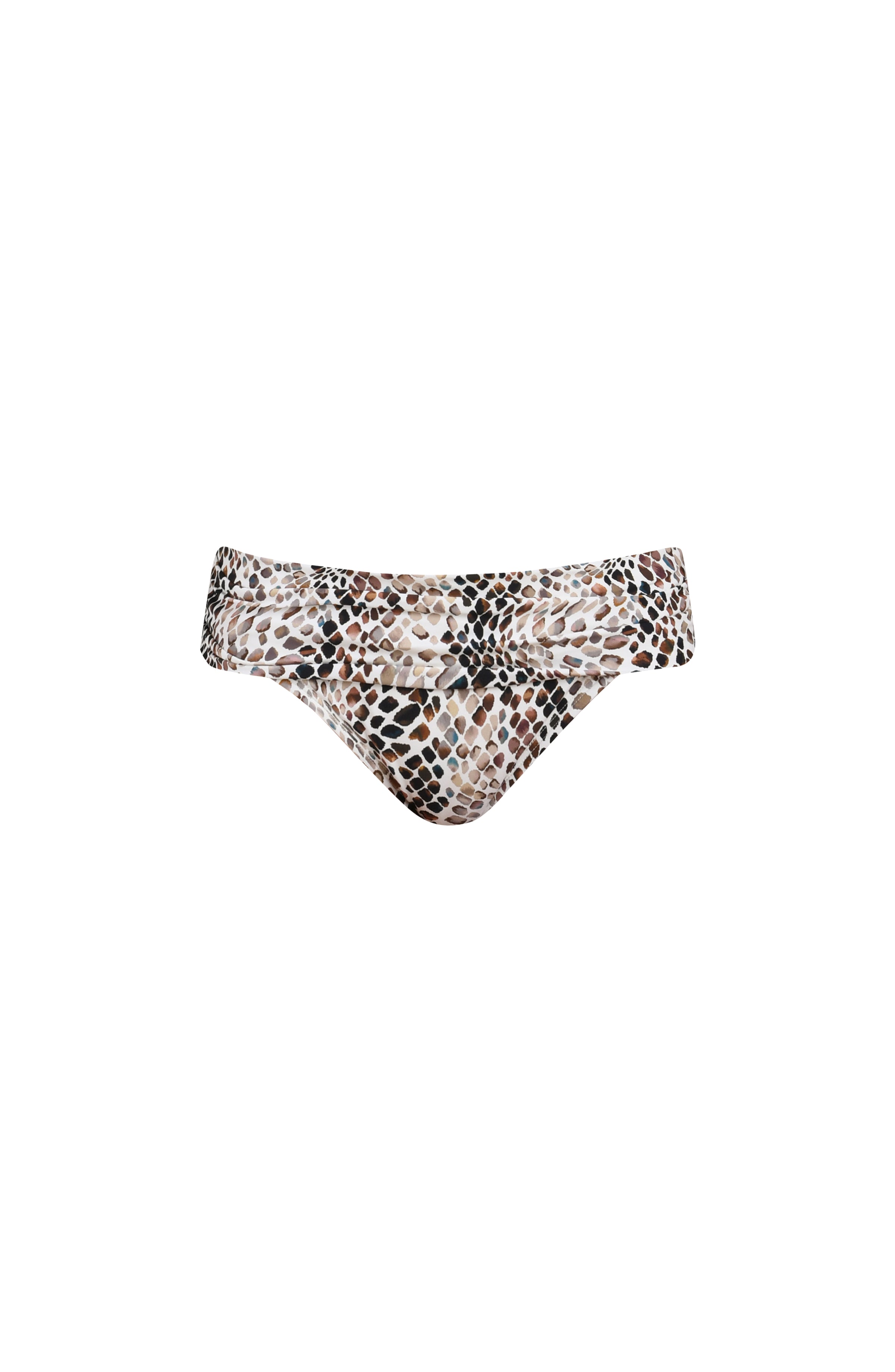 Animal print bikini bottom on a white background