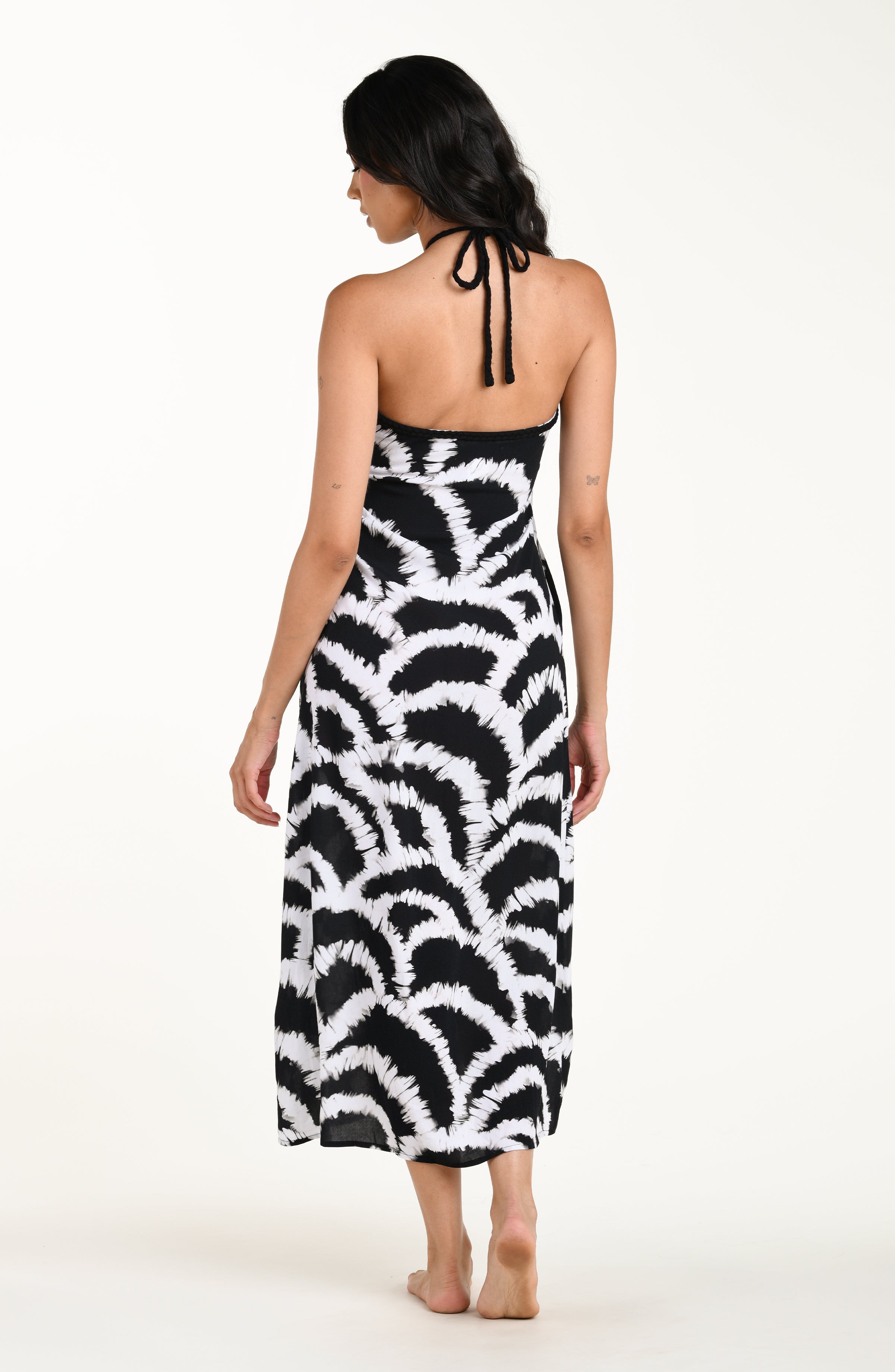 La Blanca Woven Shadows Halter Maxi Dress - Black