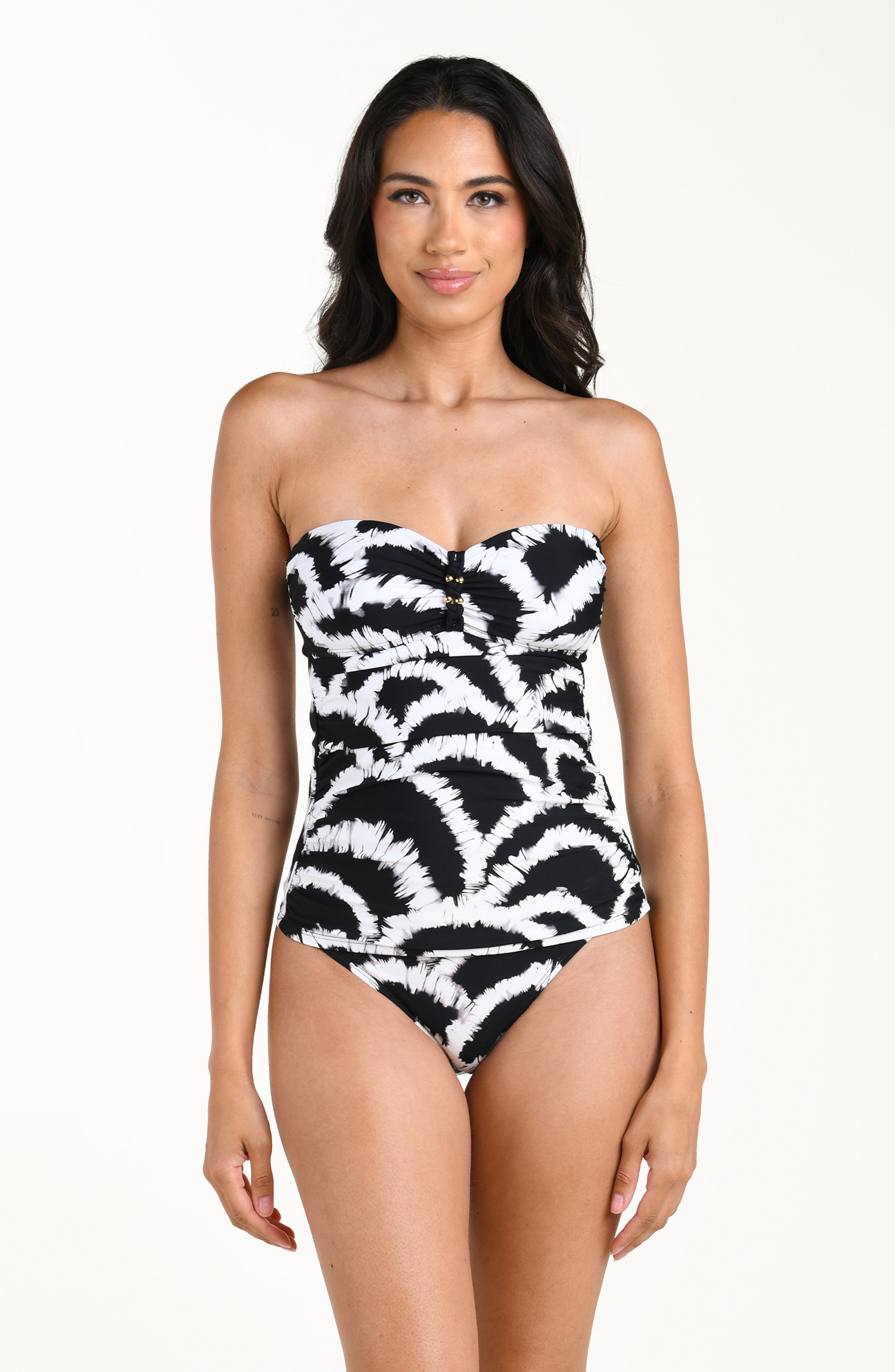 La Blanca Woven Shadows Twist Bandeau Tankini - Black