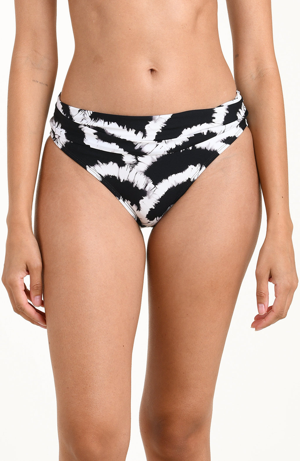 La Blanca Woven Shadows Ruched Band Hipster Bikini Bottom - Black