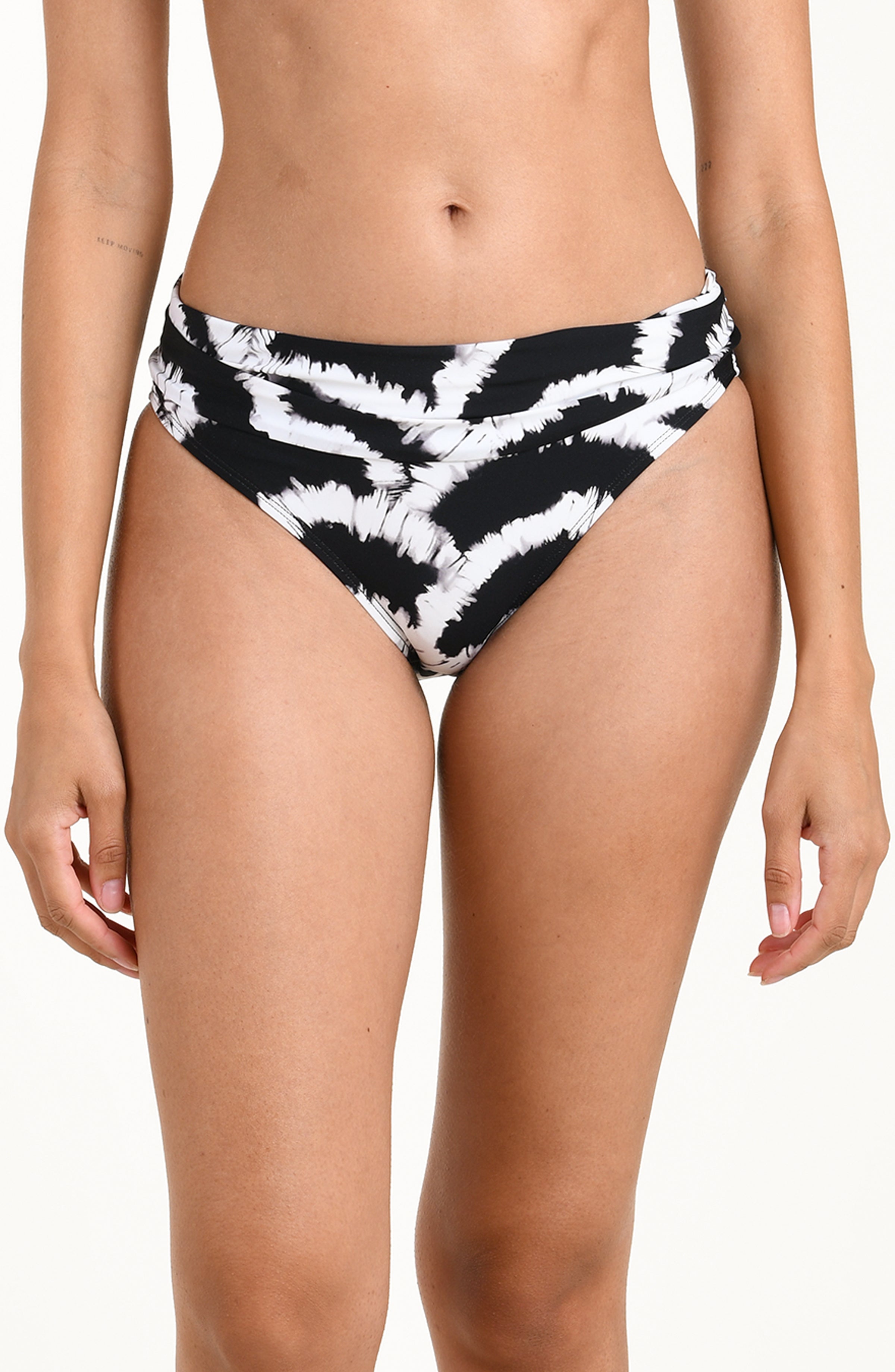 La Blanca Woven Shadows Ruched Band Hipster Bikini Bottom - Black