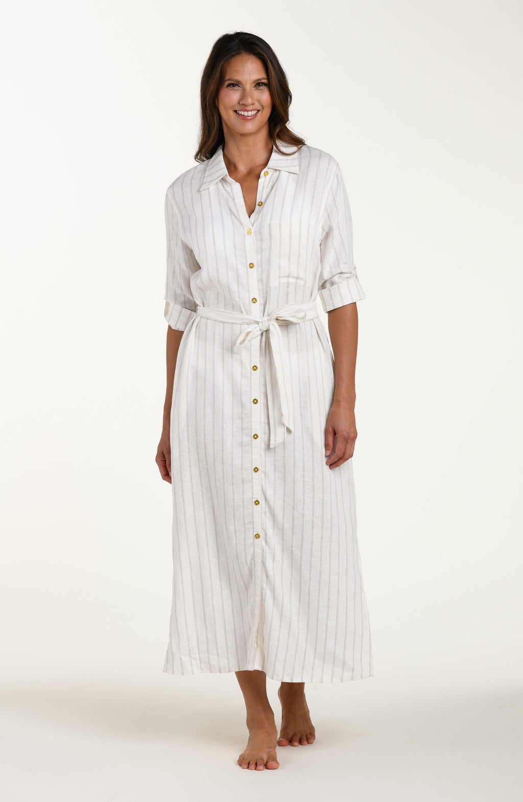 La Blanca Delphine Coast Button Up Shirt Dress - Cream