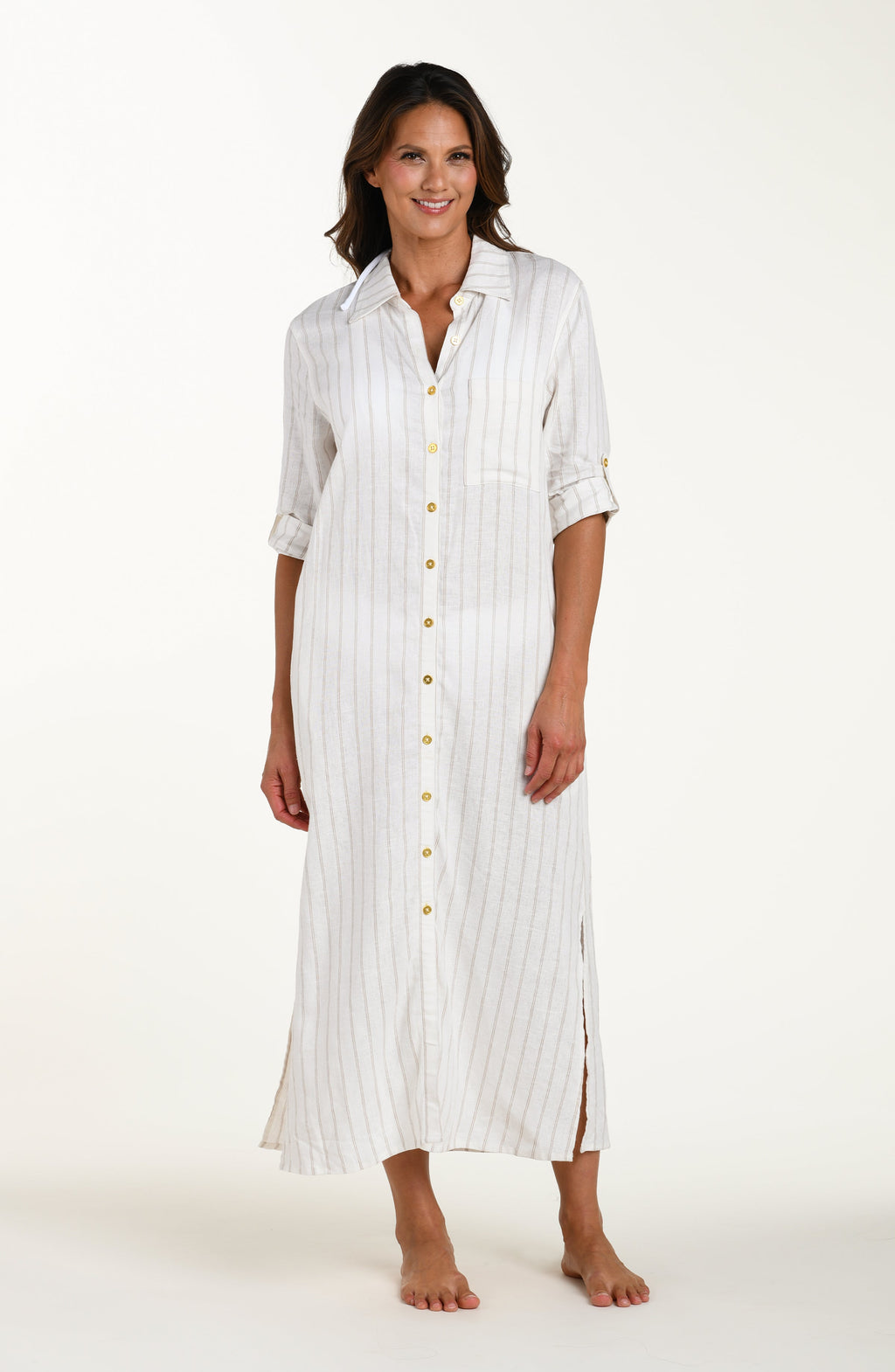 La Blanca Delphine Coast Button Up Shirt Dress - Cream