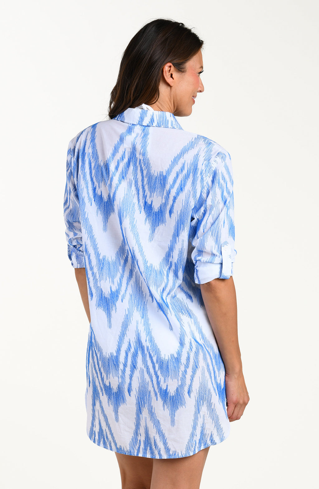 La Blanca Tidal Wave Long Sleeve Camp Shirt - Lapis