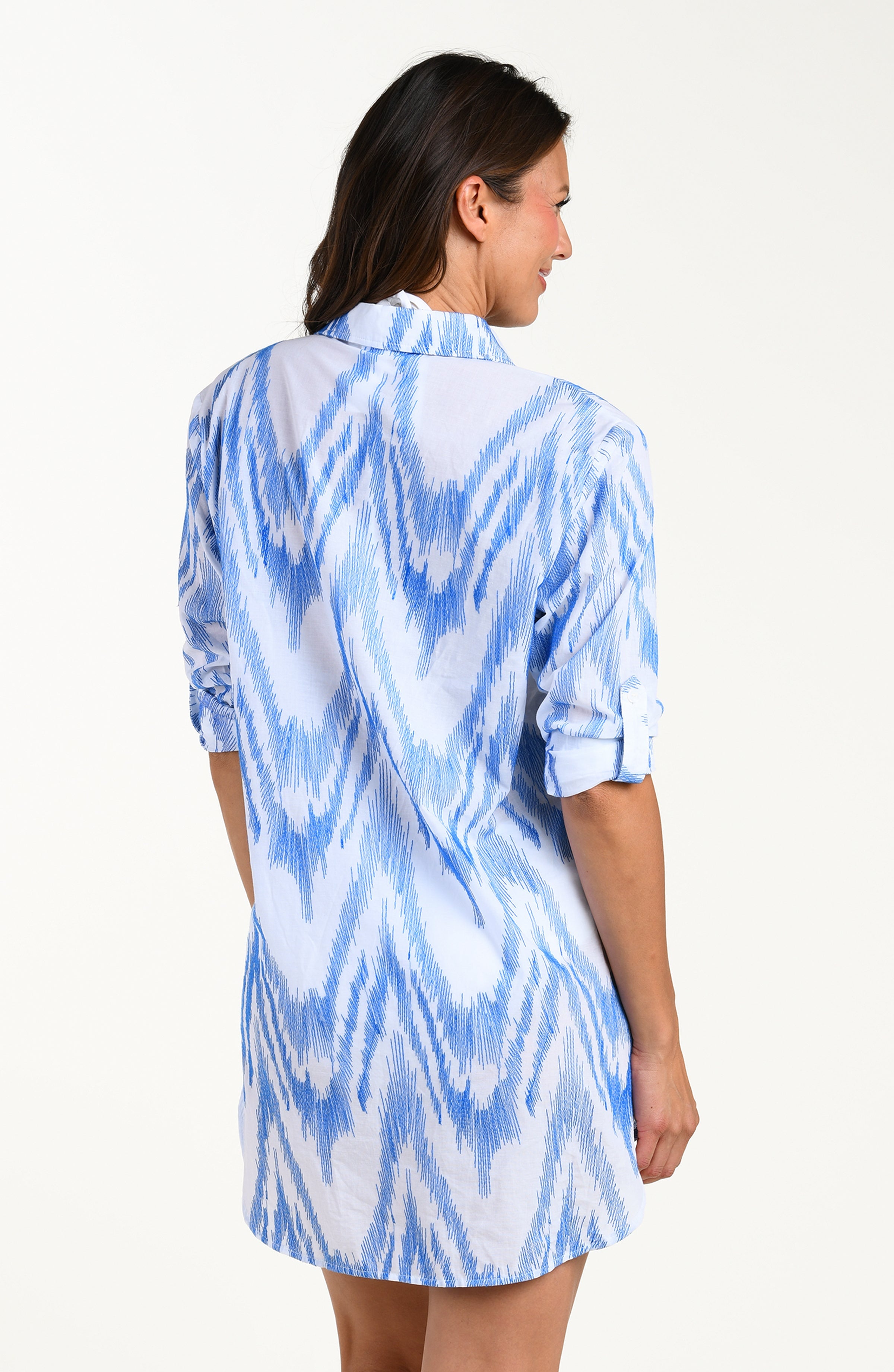 La Blanca Tidal Wave Long Sleeve Camp Shirt - Lapis
