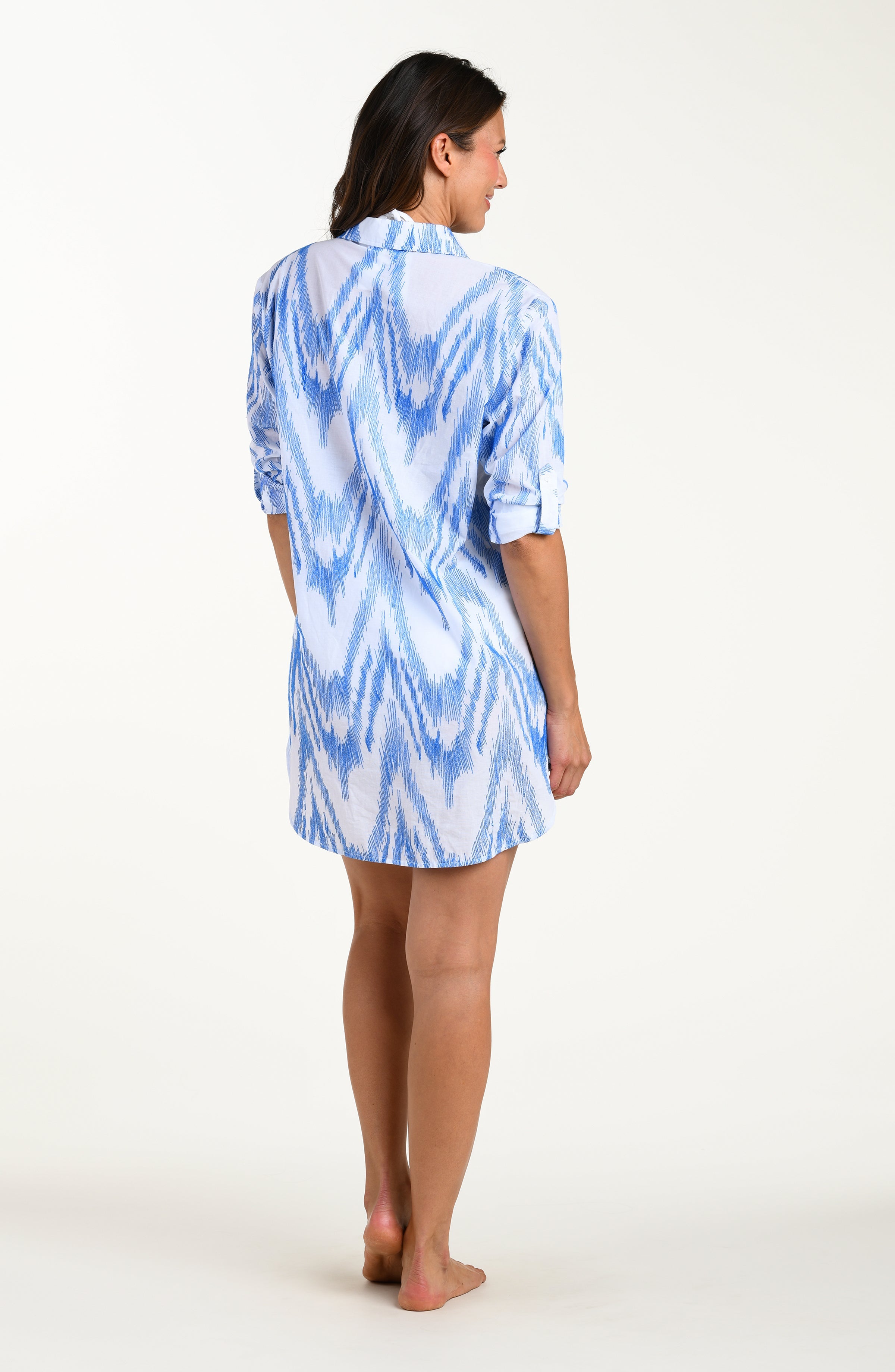 La Blanca Tidal Wave Long Sleeve Camp Shirt - Lapis