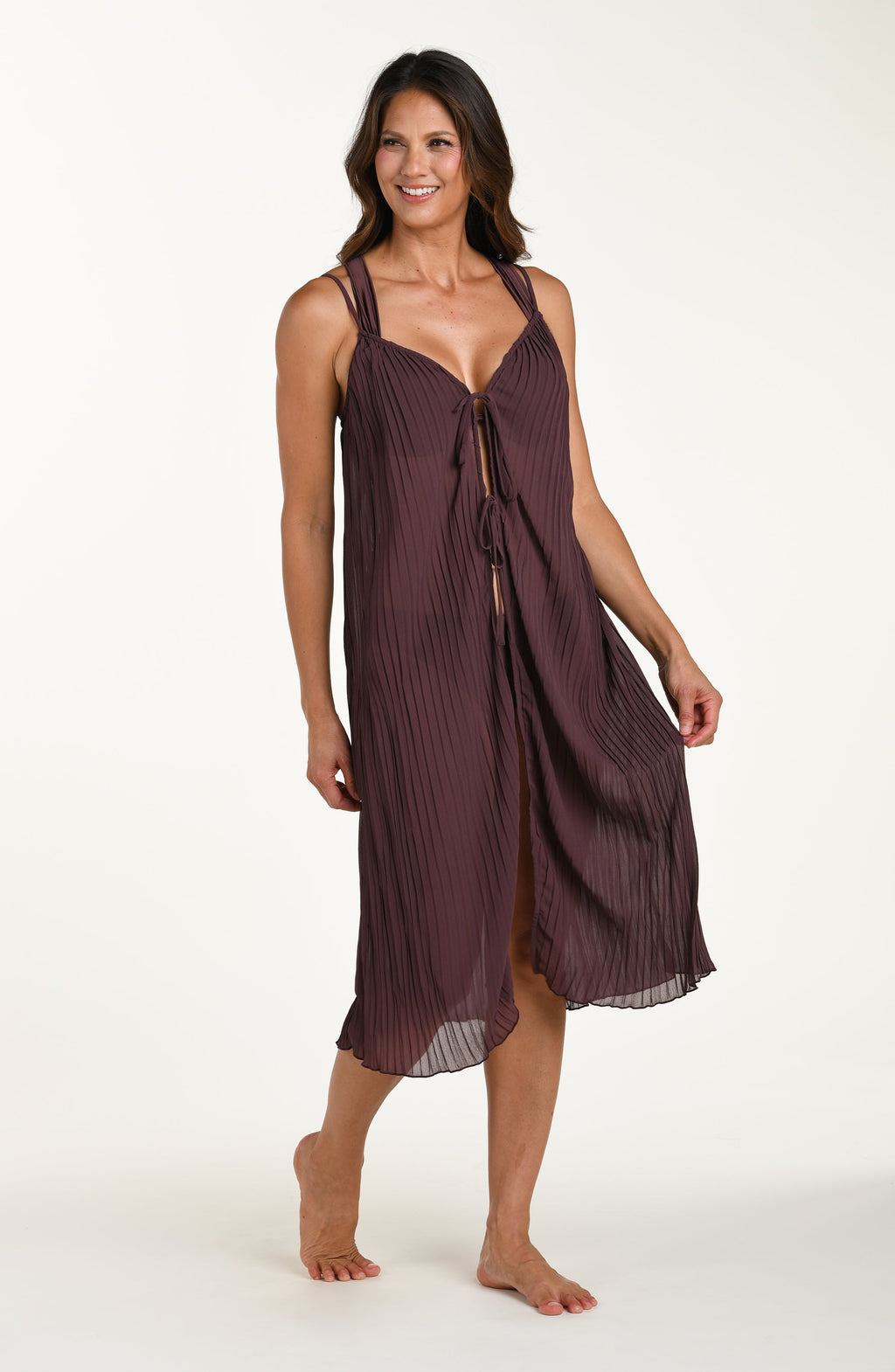 La Blanca Sunbeams Tie Front Duster - Truffle