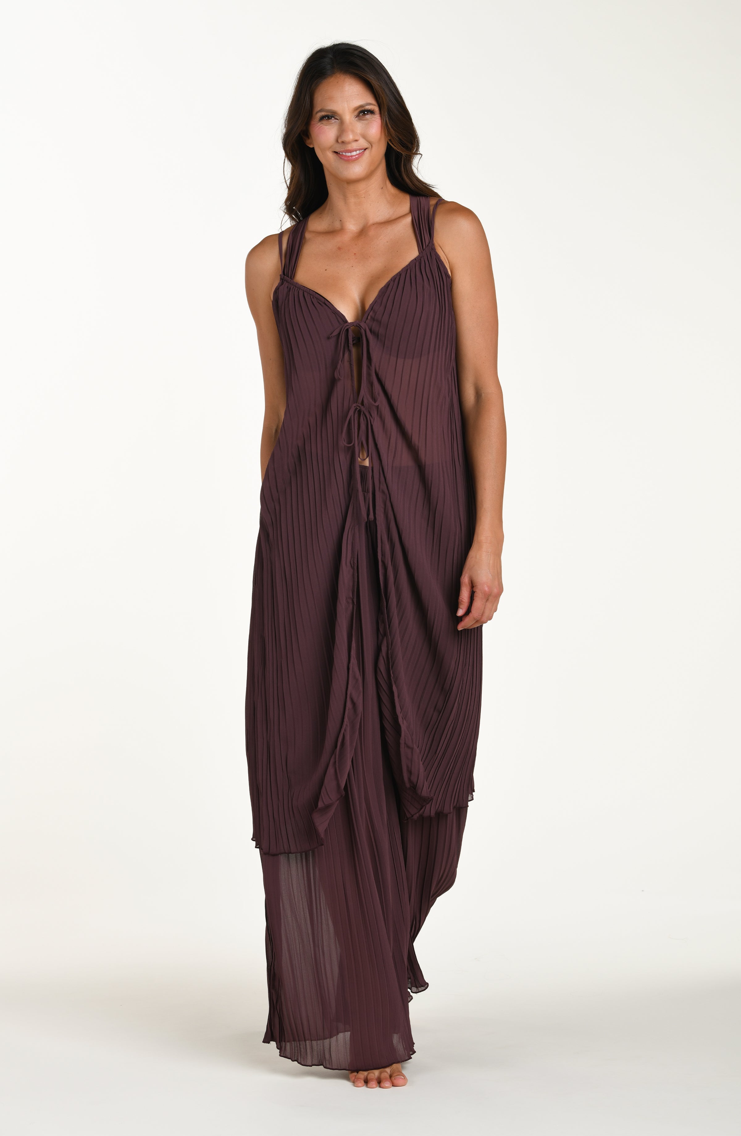 La Blanca Sunbeams Tie Front Duster - Truffle