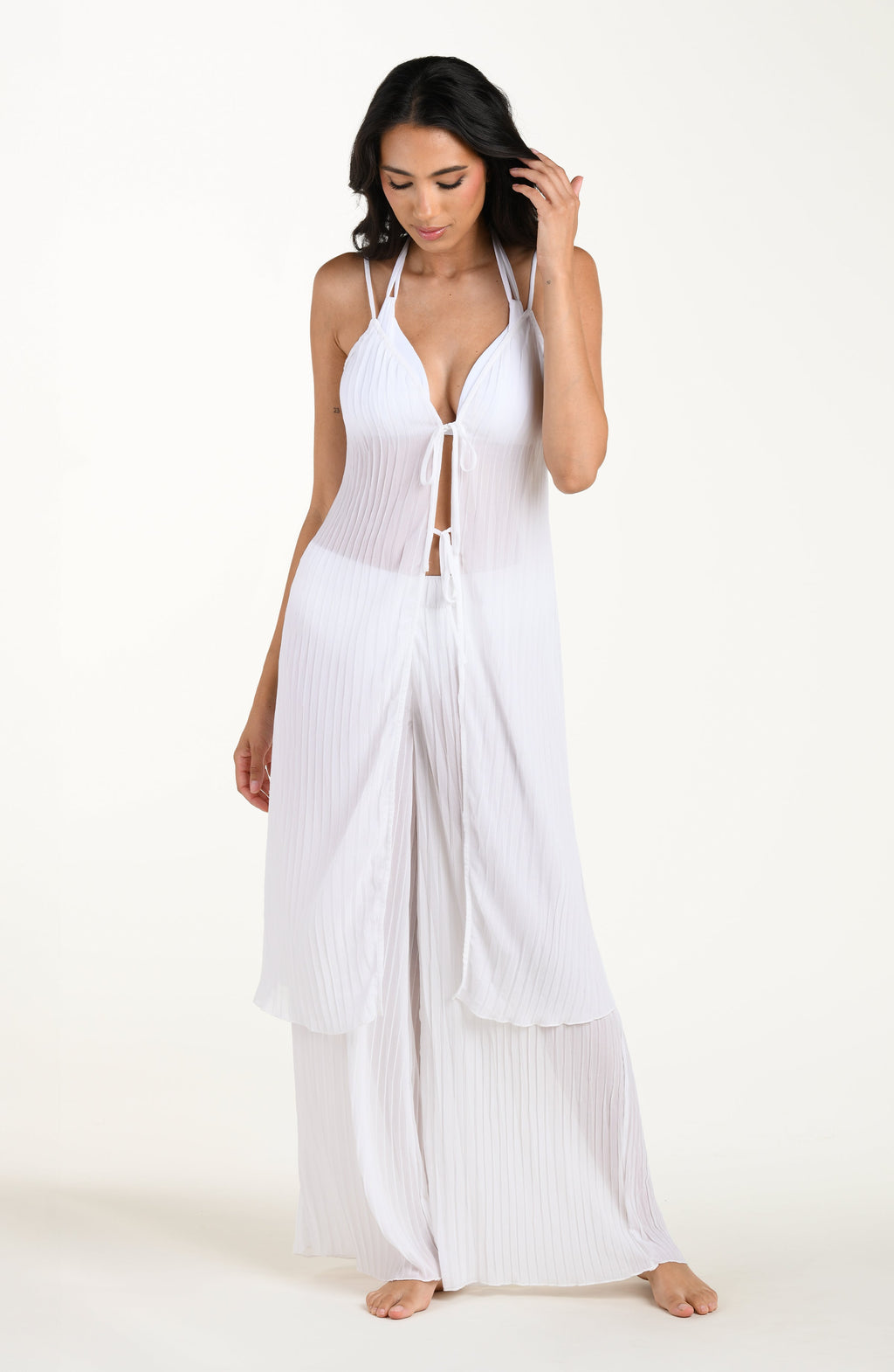 La Blanca Sunbeams Tie Front Duster - White