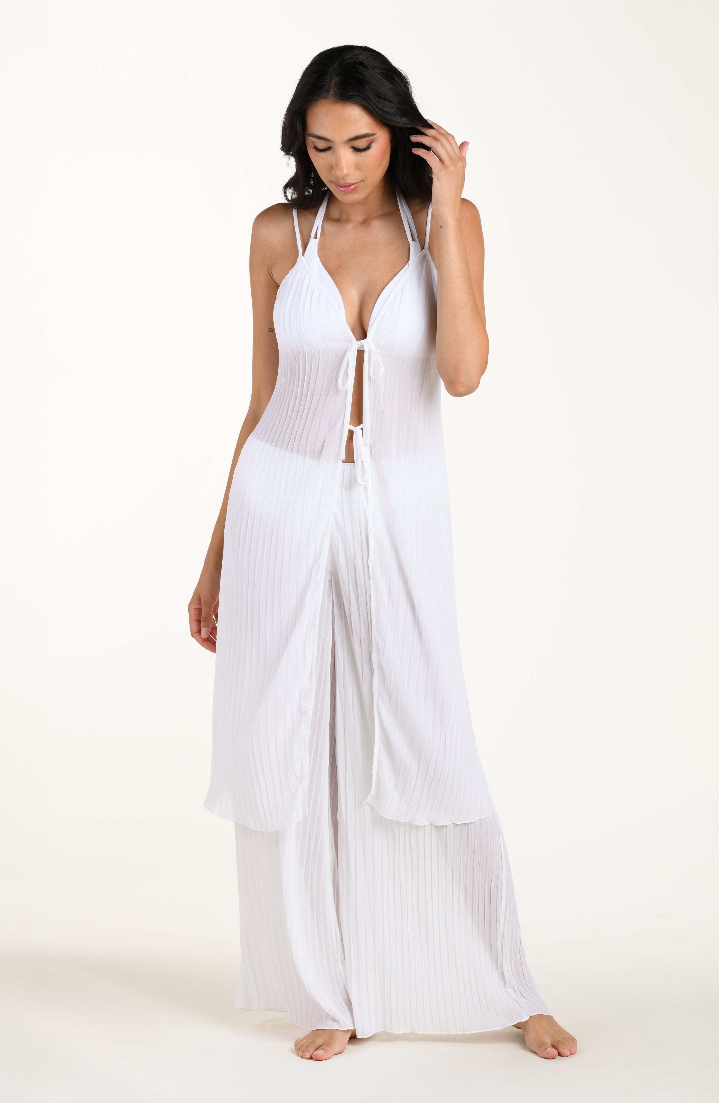 La Blanca Sunbeams Tie Front Duster - White