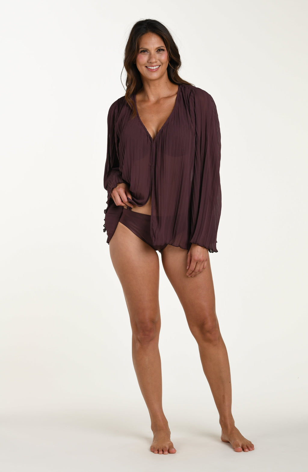 La Blanca Sunbeams Long Sleeve Cardigan - Truffle