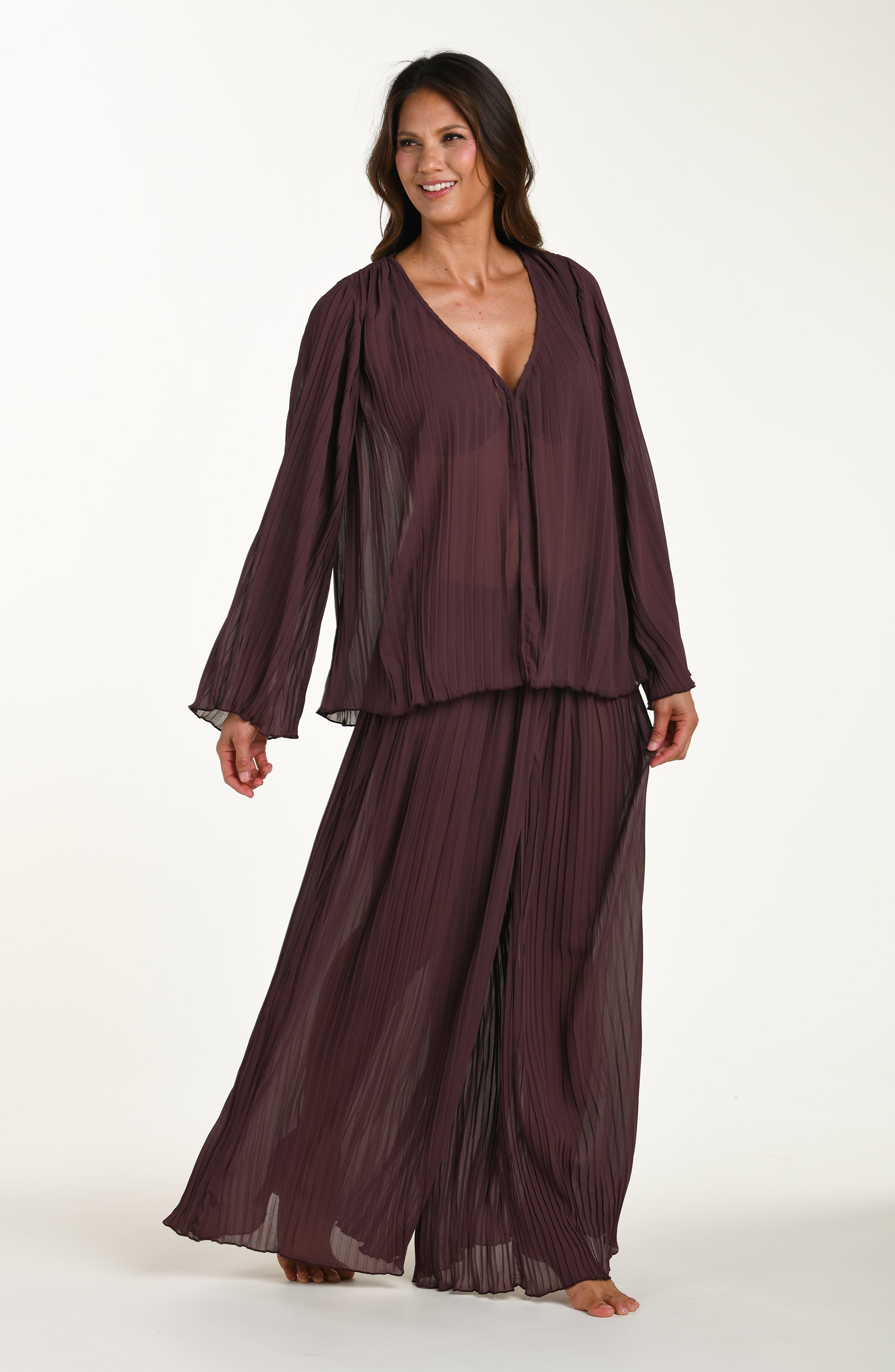 La Blanca Sunbeams Long Sleeve Cardigan - Truffle