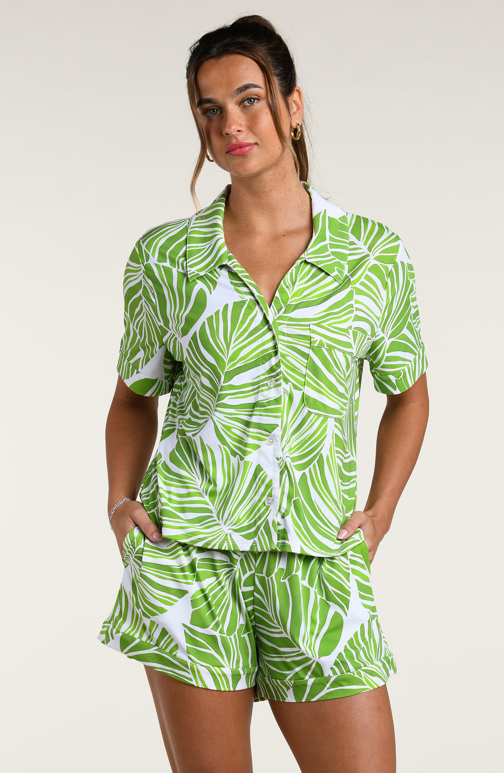 La Blanca Serene Palm Pajama Short Set - Apple