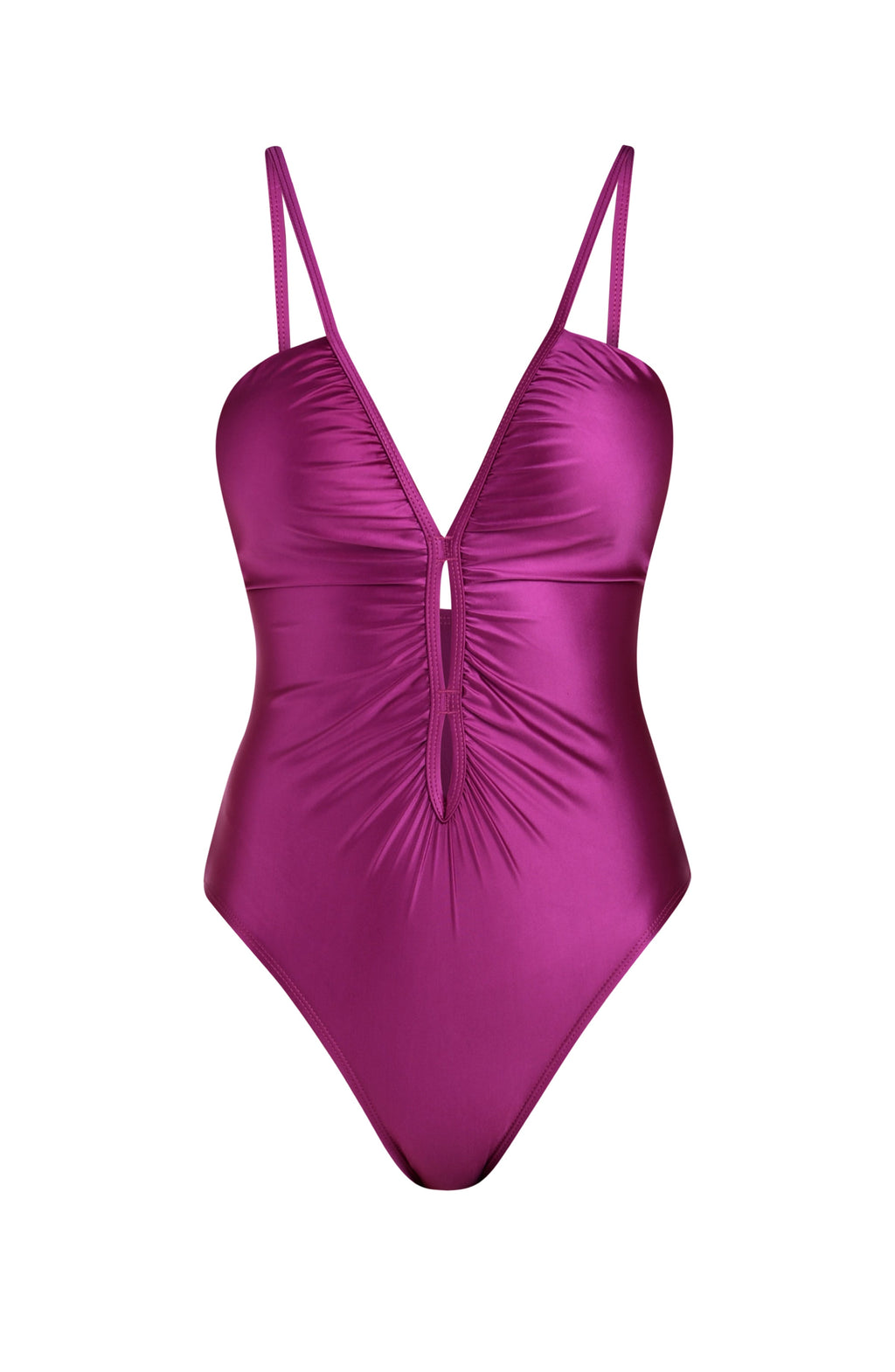 La Blanca Earth Goddess Plunge Keyhole One Piece - Berry