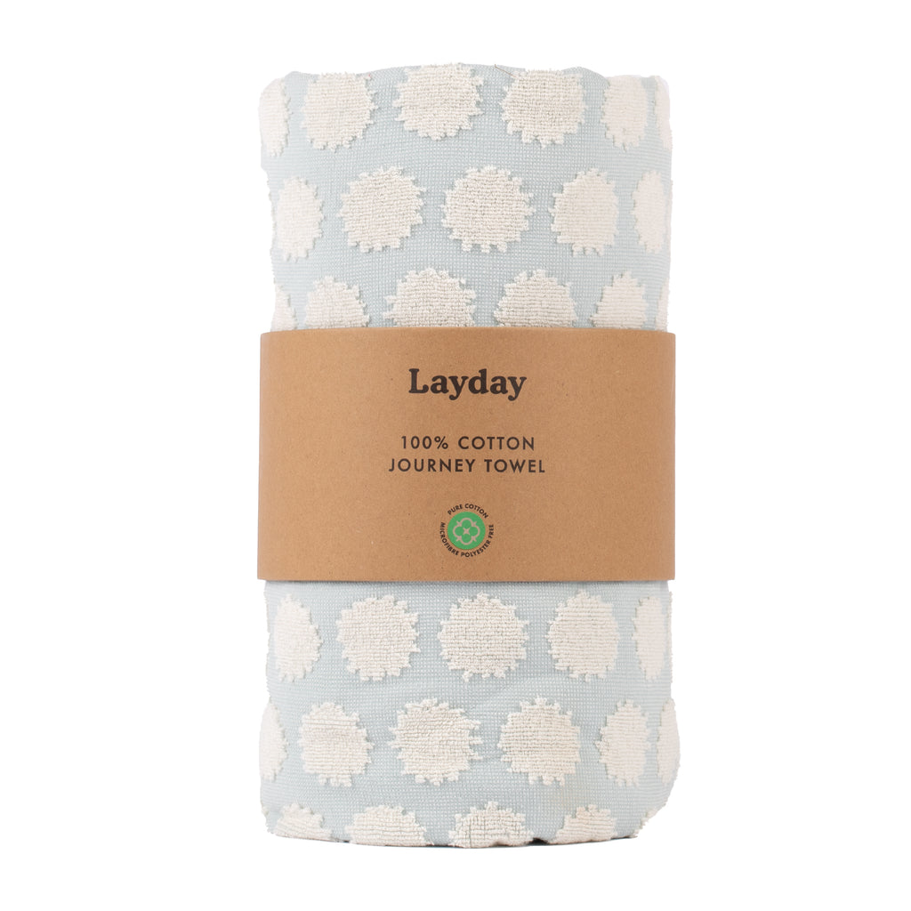 Light blue beach towel with design by Layday
