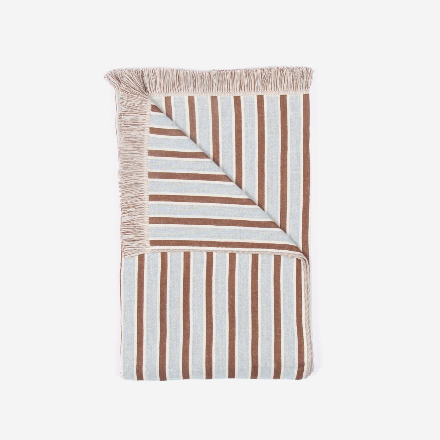 Brown and beige striped beach towel by Layday.
