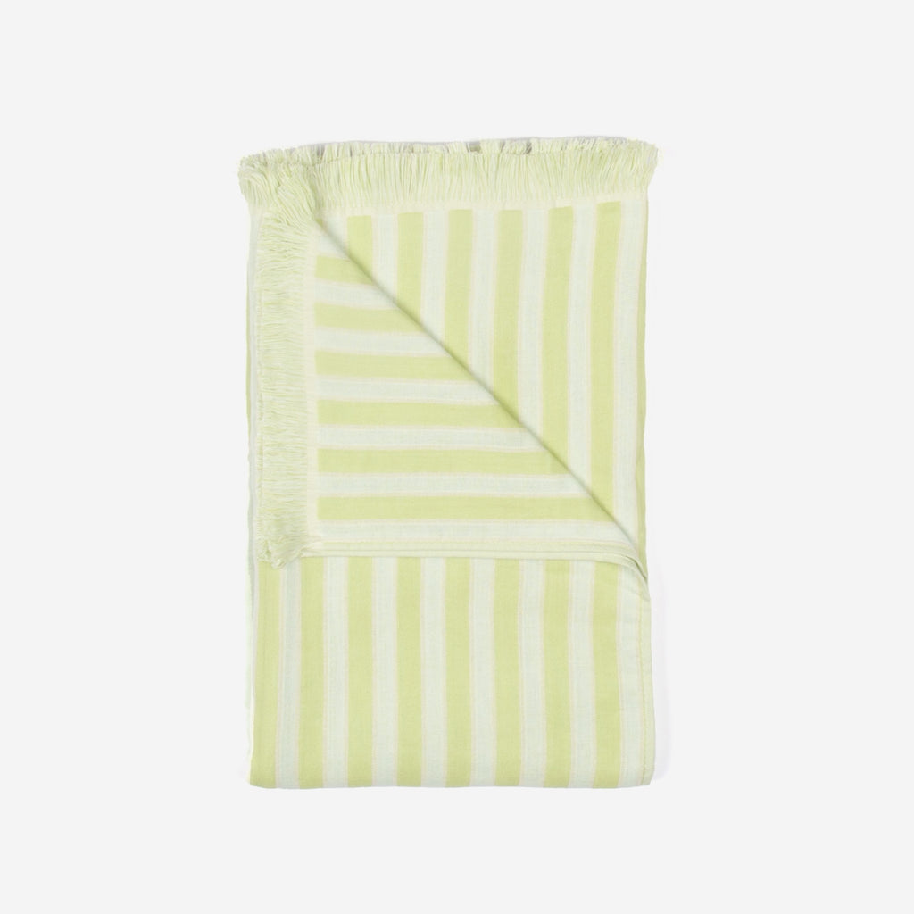 Mint green and white striped beach towel by Layday.