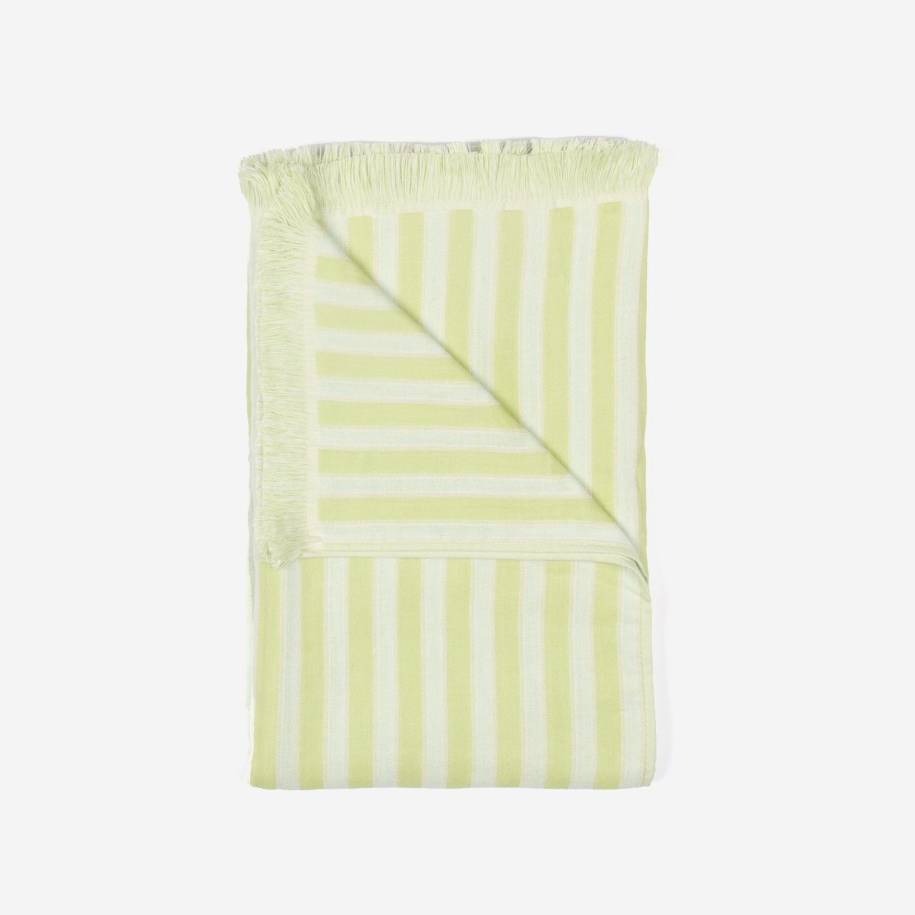 Mint green and white striped beach towel by Layday.