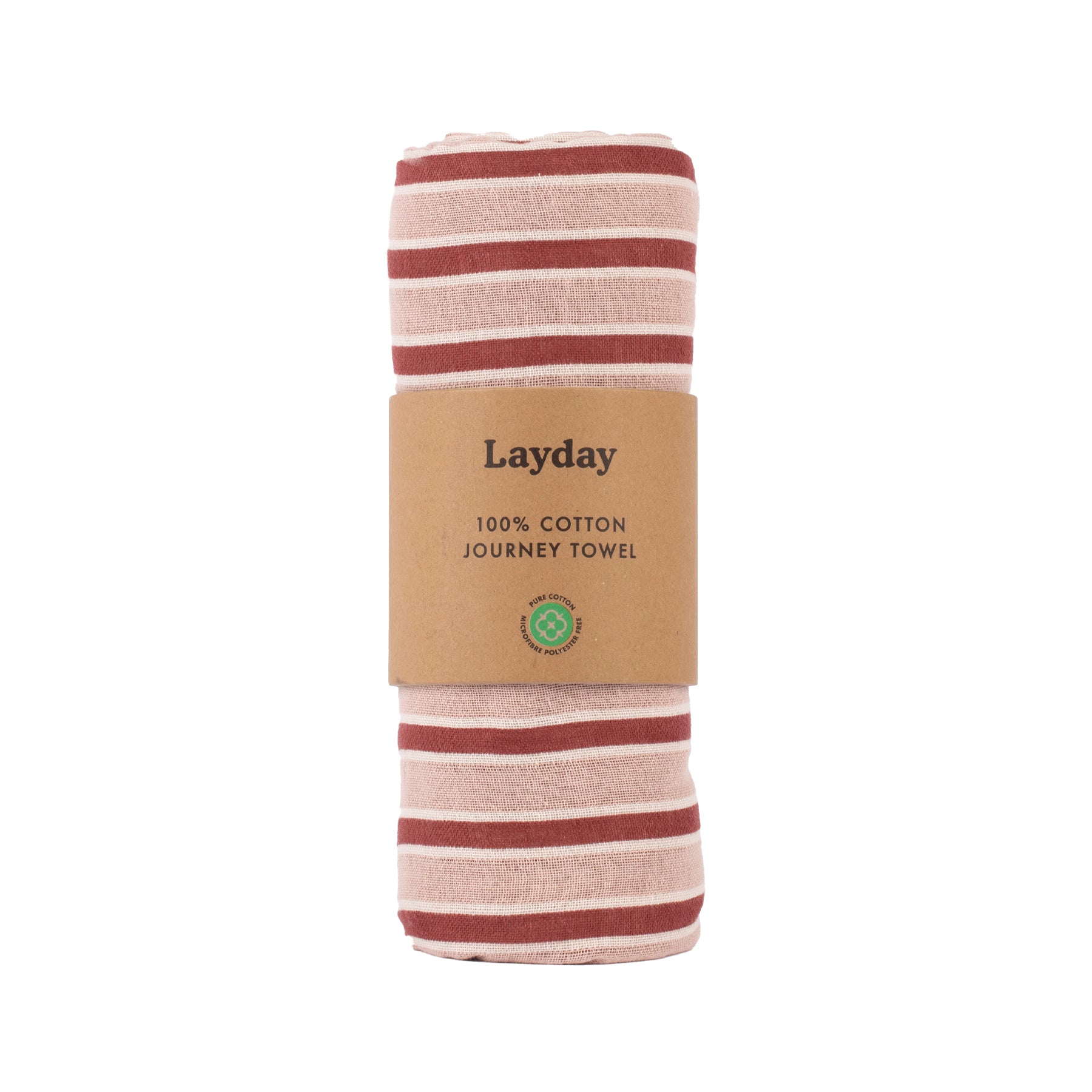 Red and beige striped beach towel by Layday.