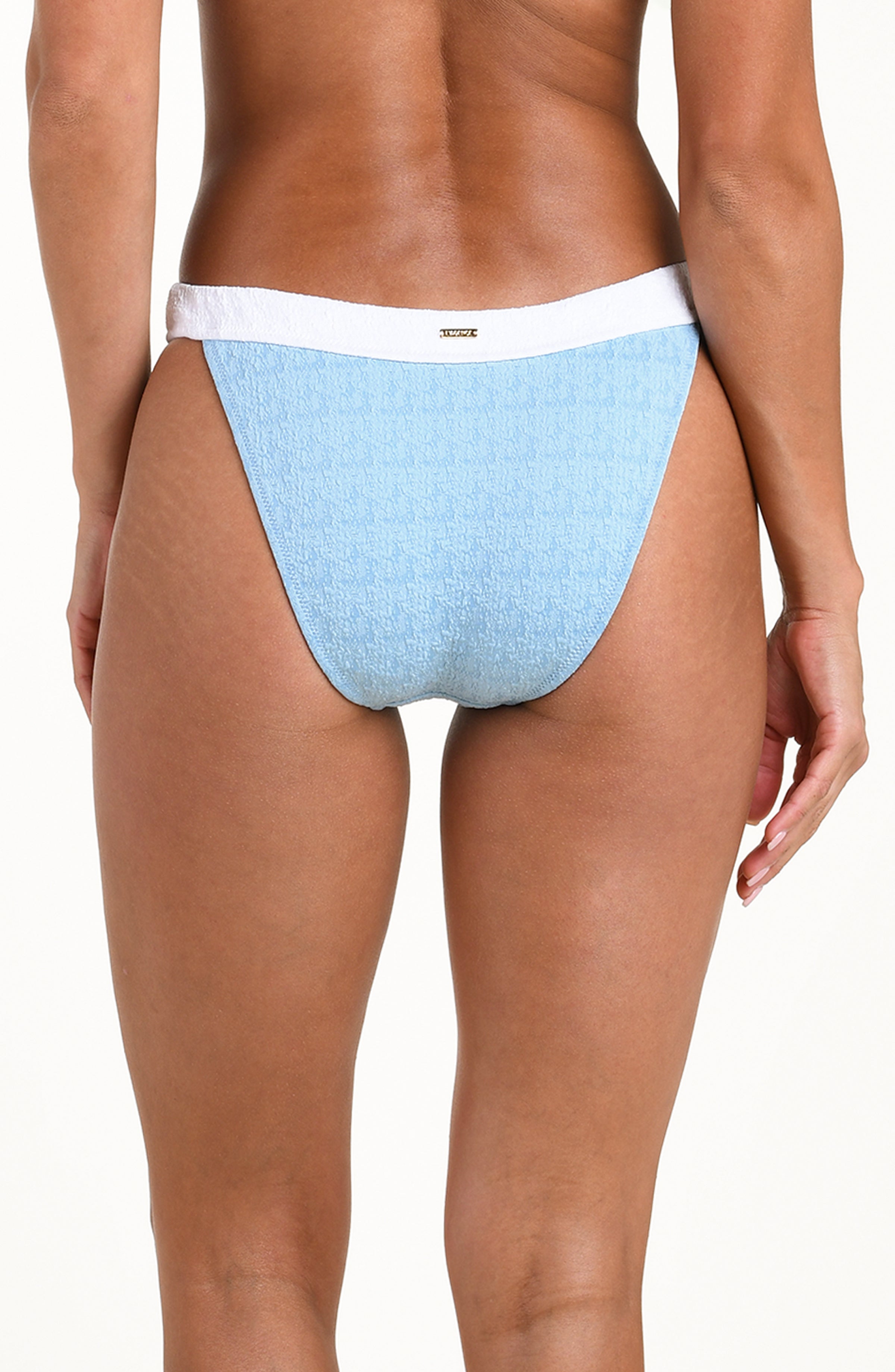 L'agence Colorblock Chic High Leg Bikini Bottom - Powder Blue