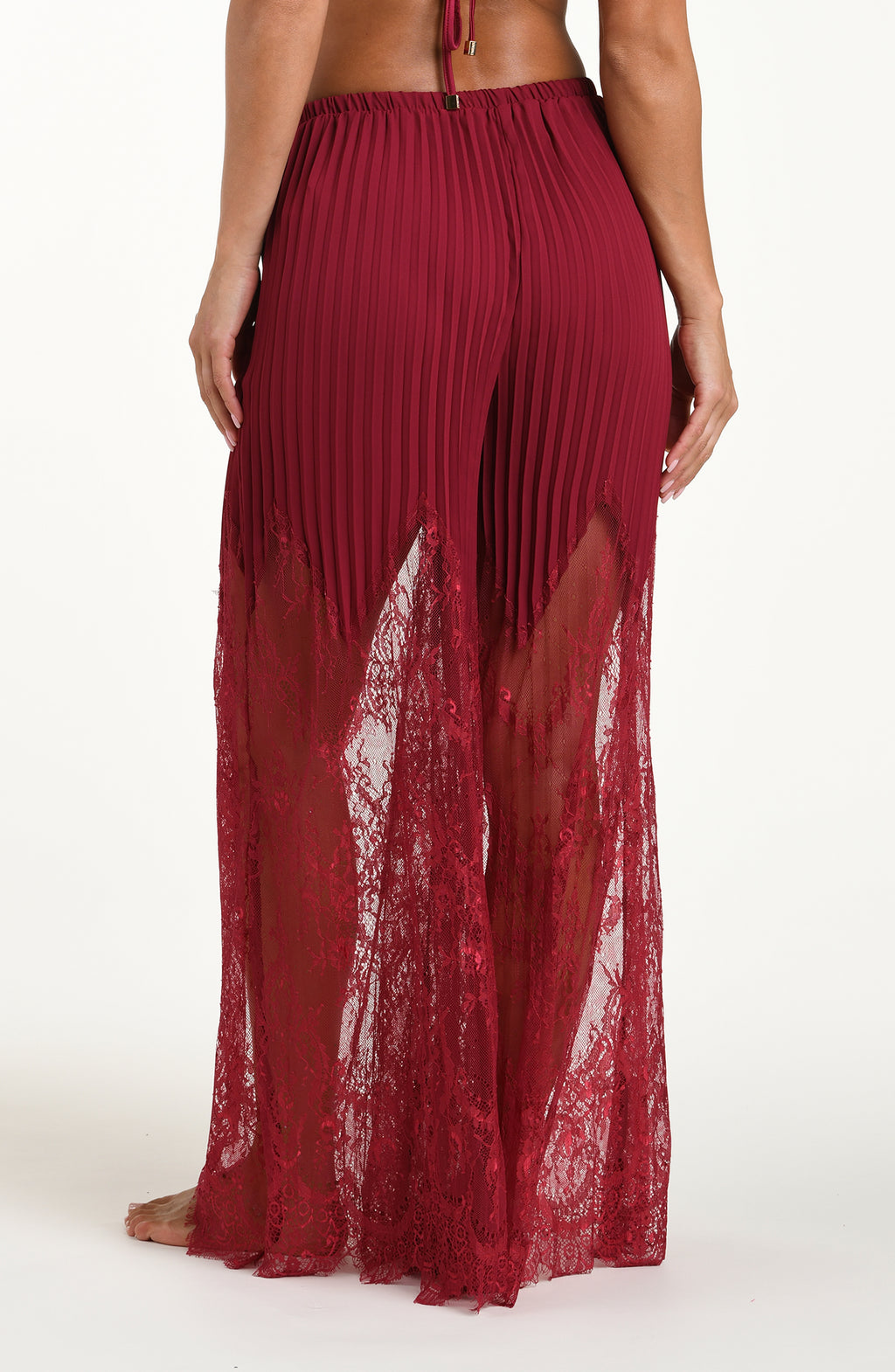 Black cherry pants on a white background