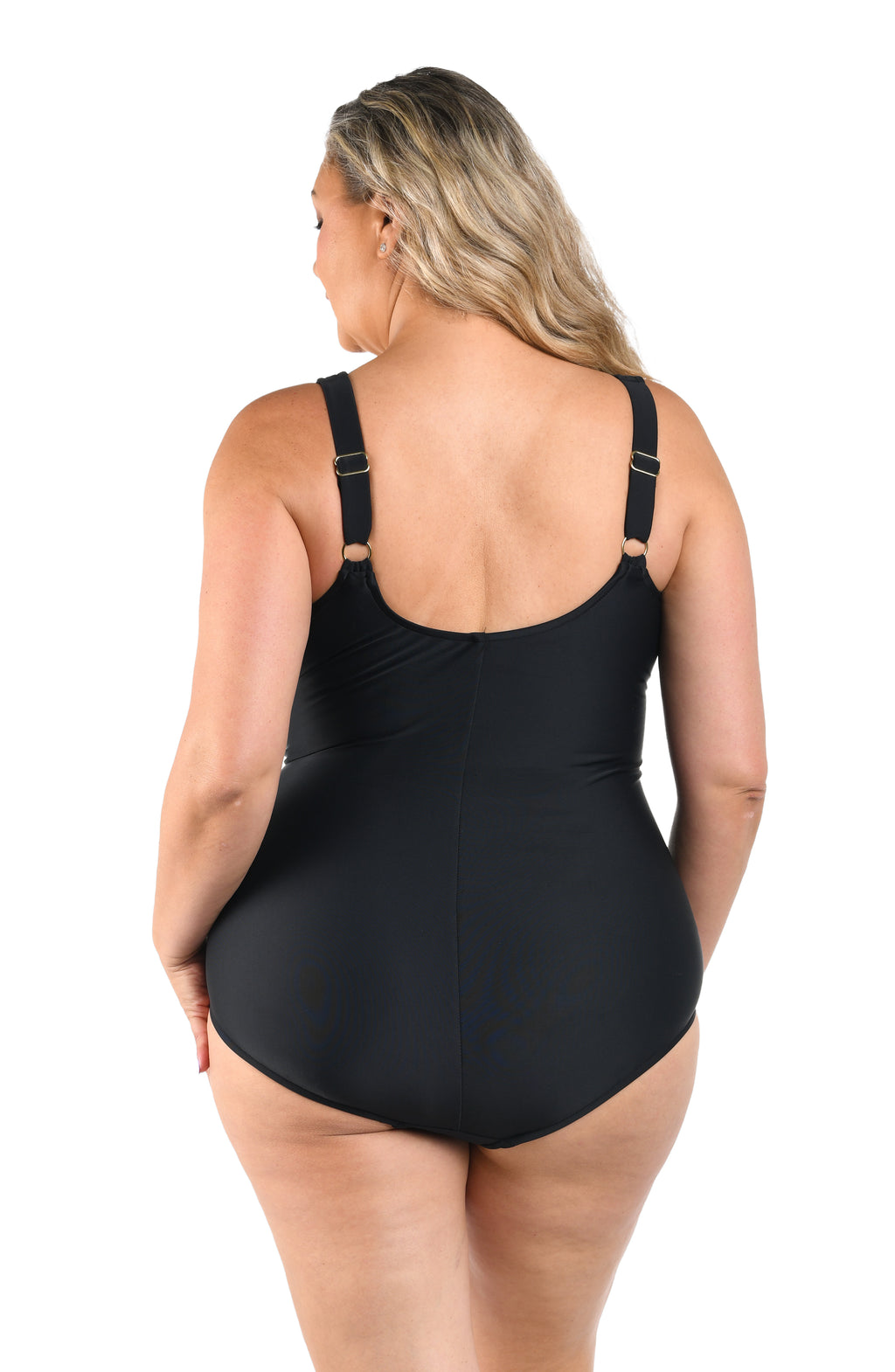 Maxine Solids Over The Shoulder One Piece - Black
