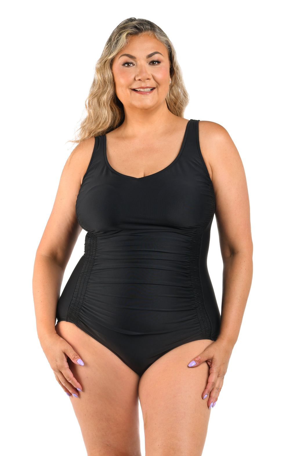 Maxine Solids Over The Shoulder One Piece - Black