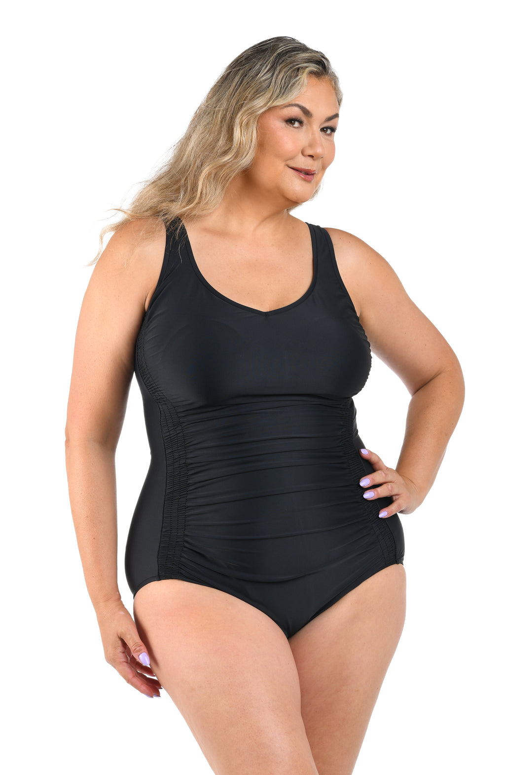 Maxine Solids Over The Shoulder One Piece - Black