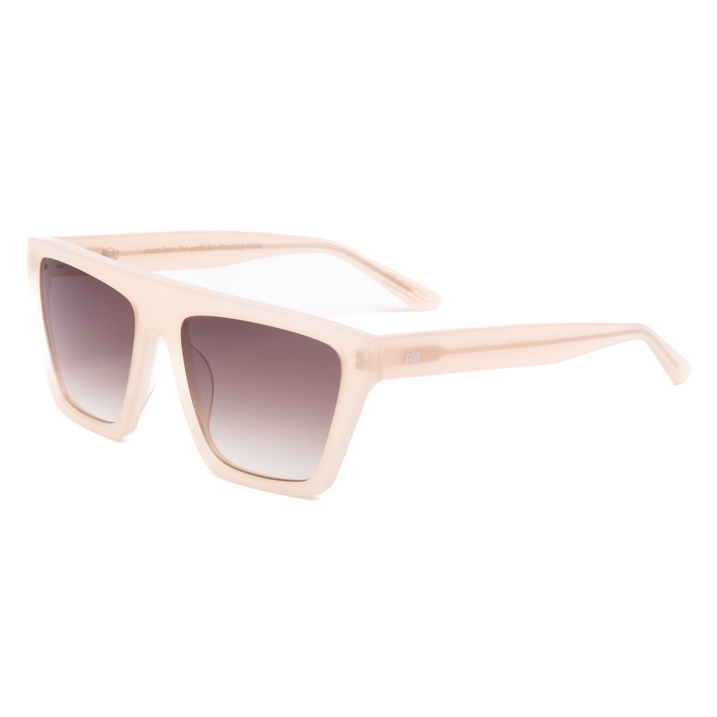 Beige sunglasses with gradient lenses on a white background