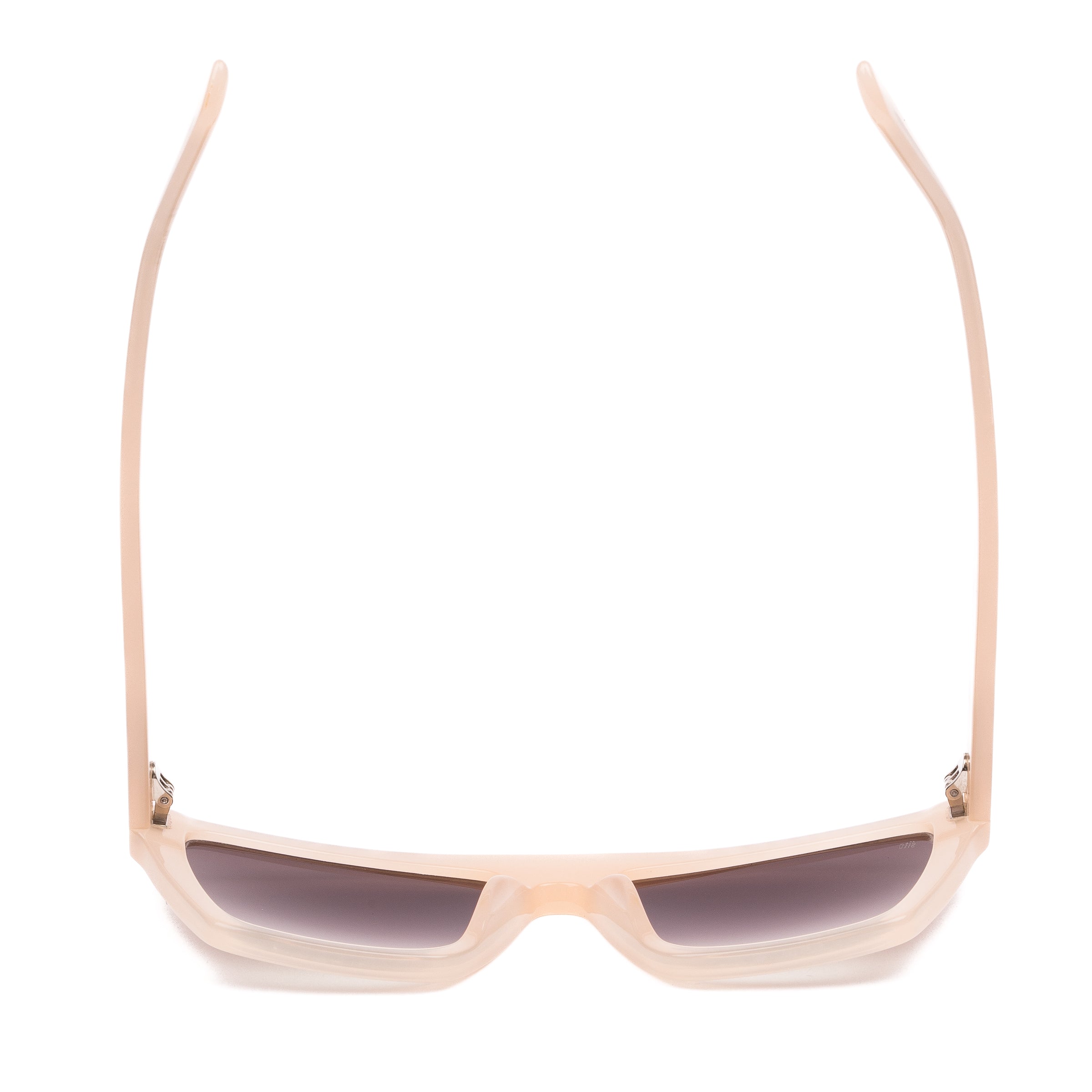 Beige sunglasses with gradient lenses on a white background