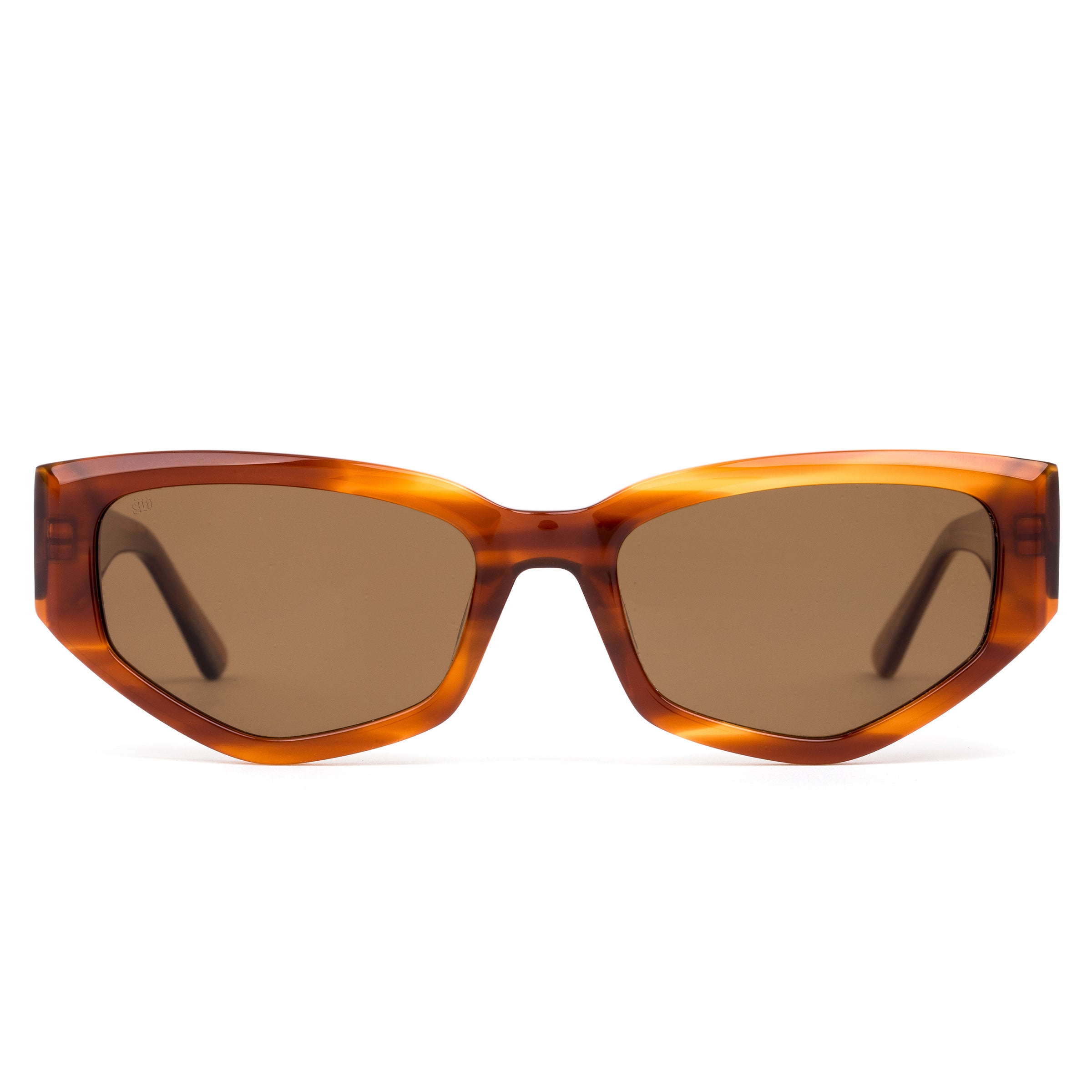 Brown sunglasses with tortoiseshell frame on a white background