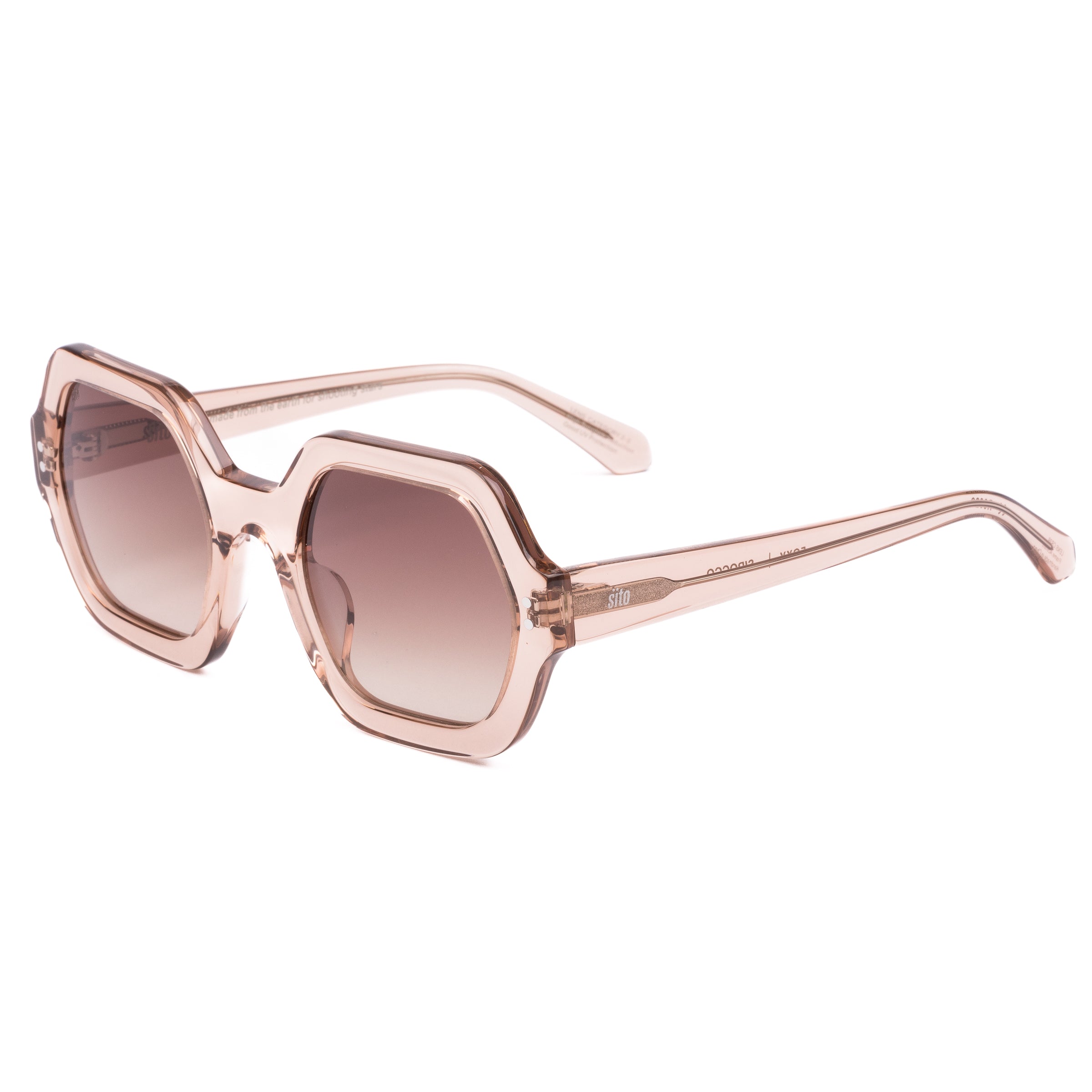 Pink sunglasses with gradient lenses on a white background
